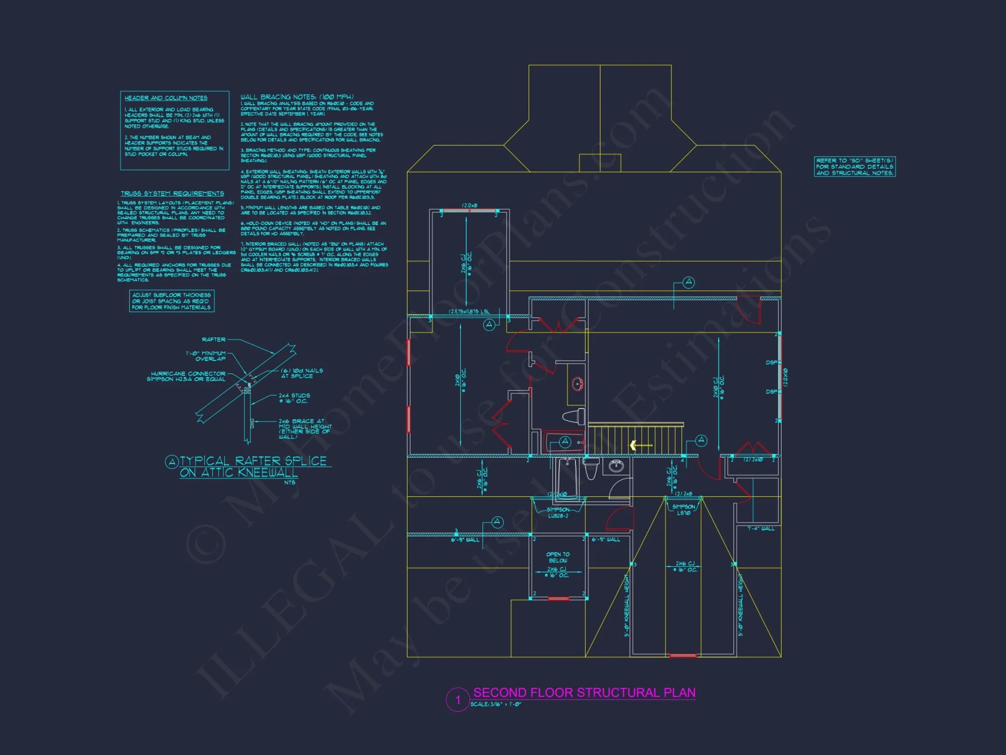 Two-Story house Plan with CAD Designs, 4 Bedrooms, and Open Floor Plan