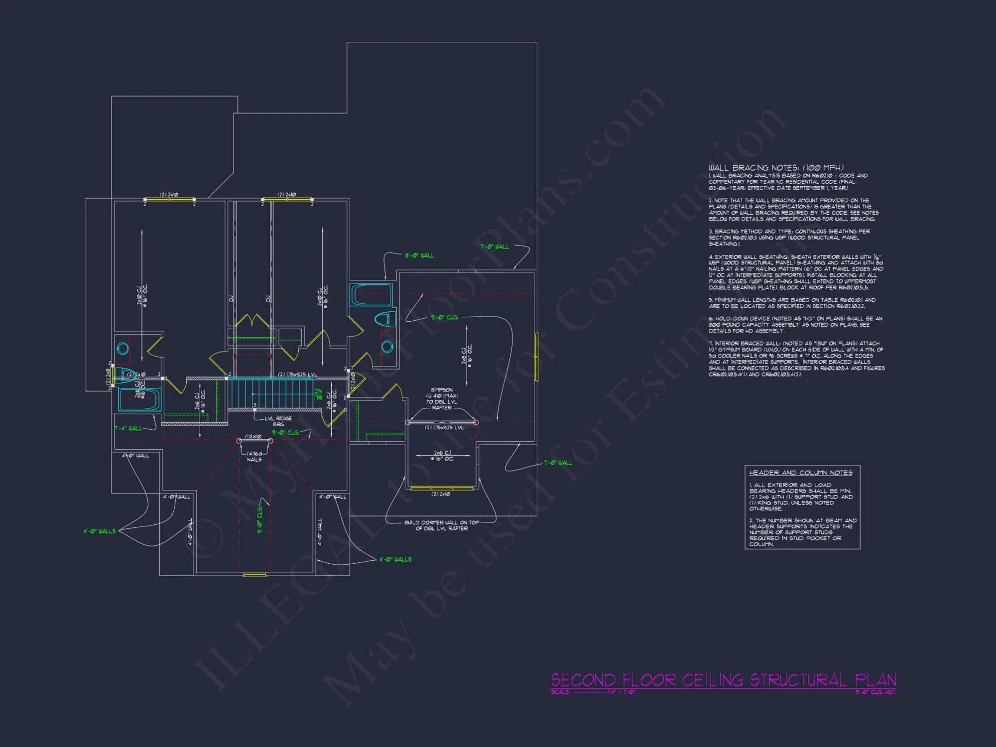Modern house Design with 4 Bed, 3.5 Bath CAD Floor Plan