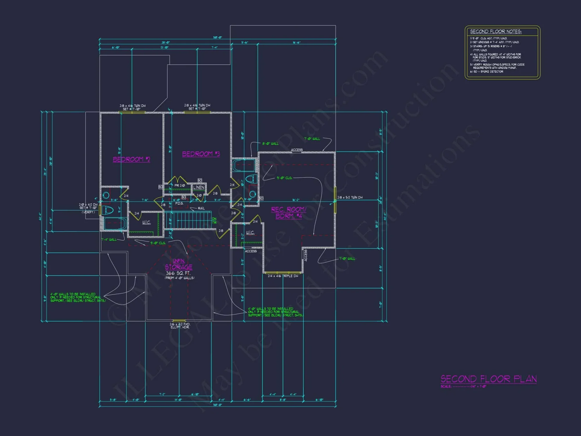 Modern house Design with 4 Bed, 3.5 Bath CAD Floor Plan