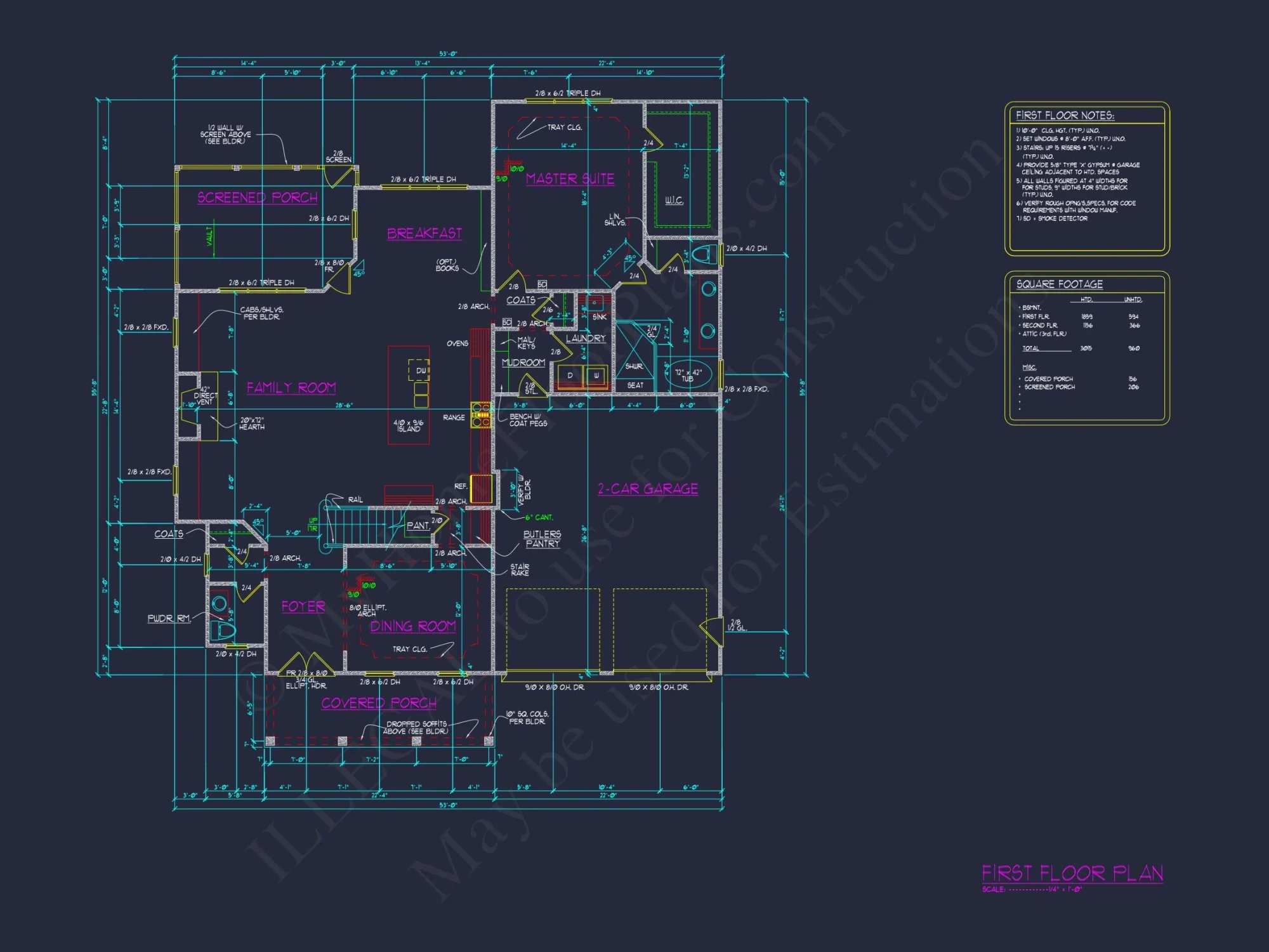 Modern house Design with 4 Bed, 3.5 Bath CAD Floor Plan