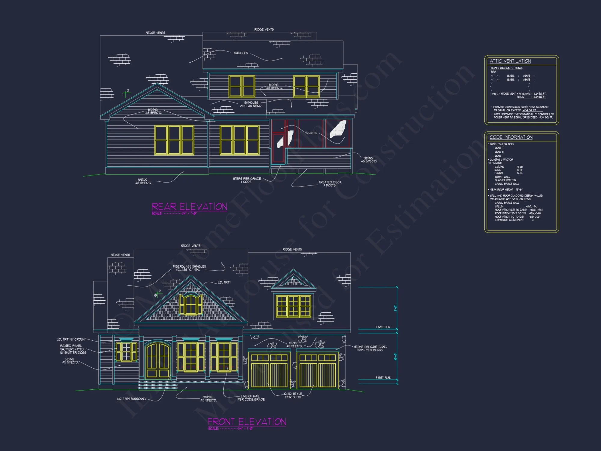 Modern house Design with 4 Bed, 3.5 Bath CAD Floor Plan