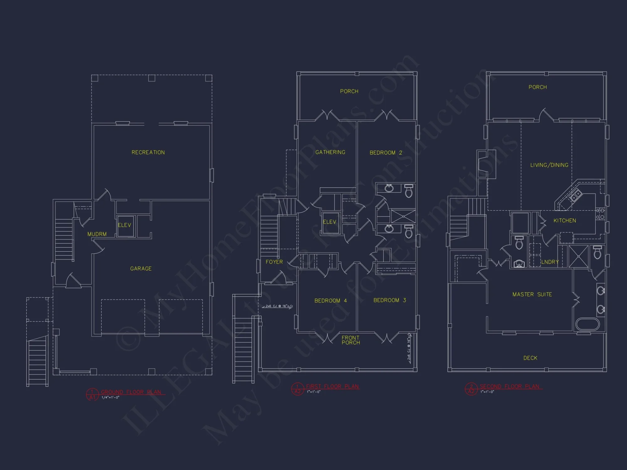 Coastal house Plan with 3 Floors, Elegant Designs, & CAD