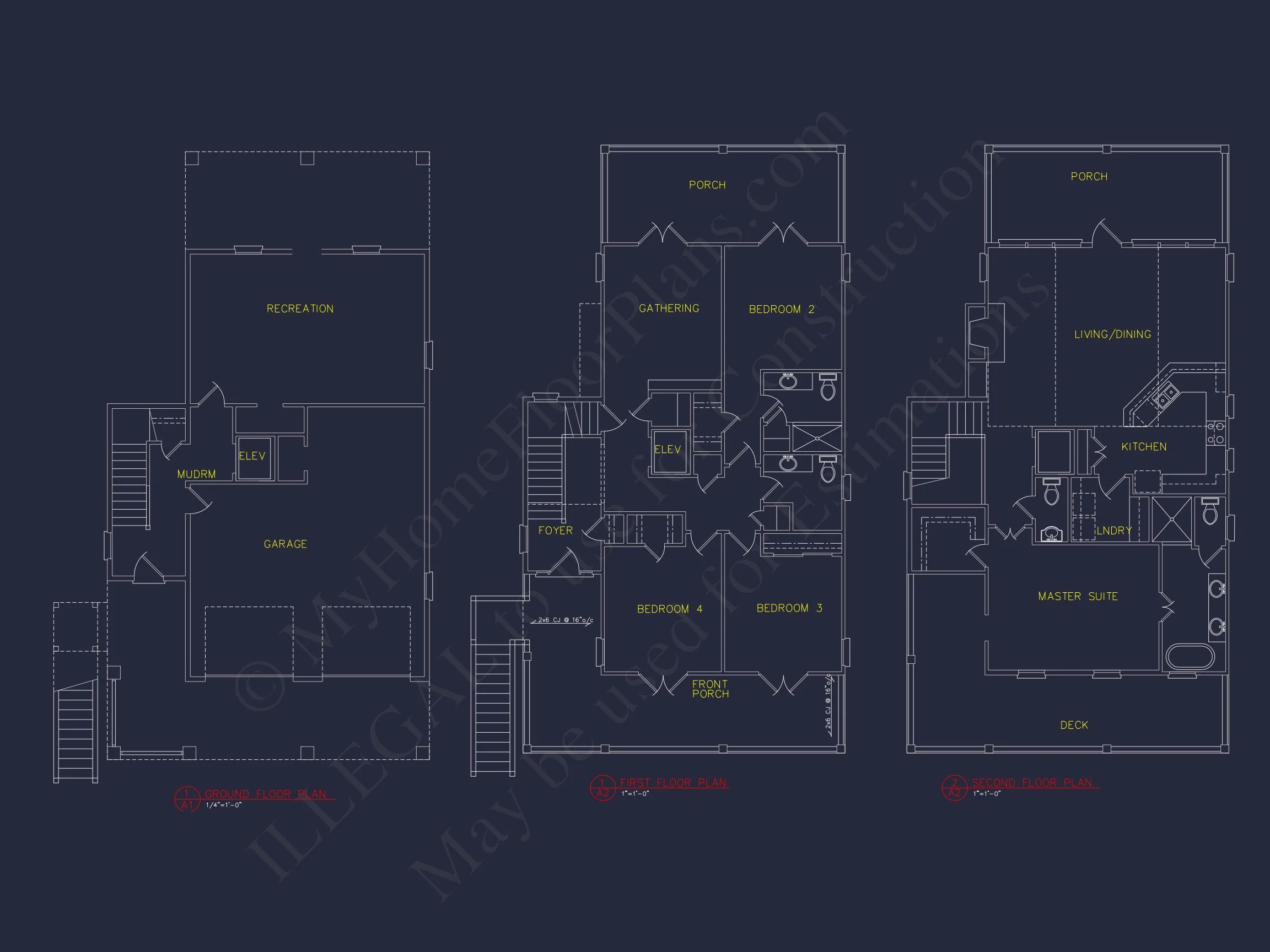 Coastal house Plan with 3 Floors, Elegant Designs, & CAD