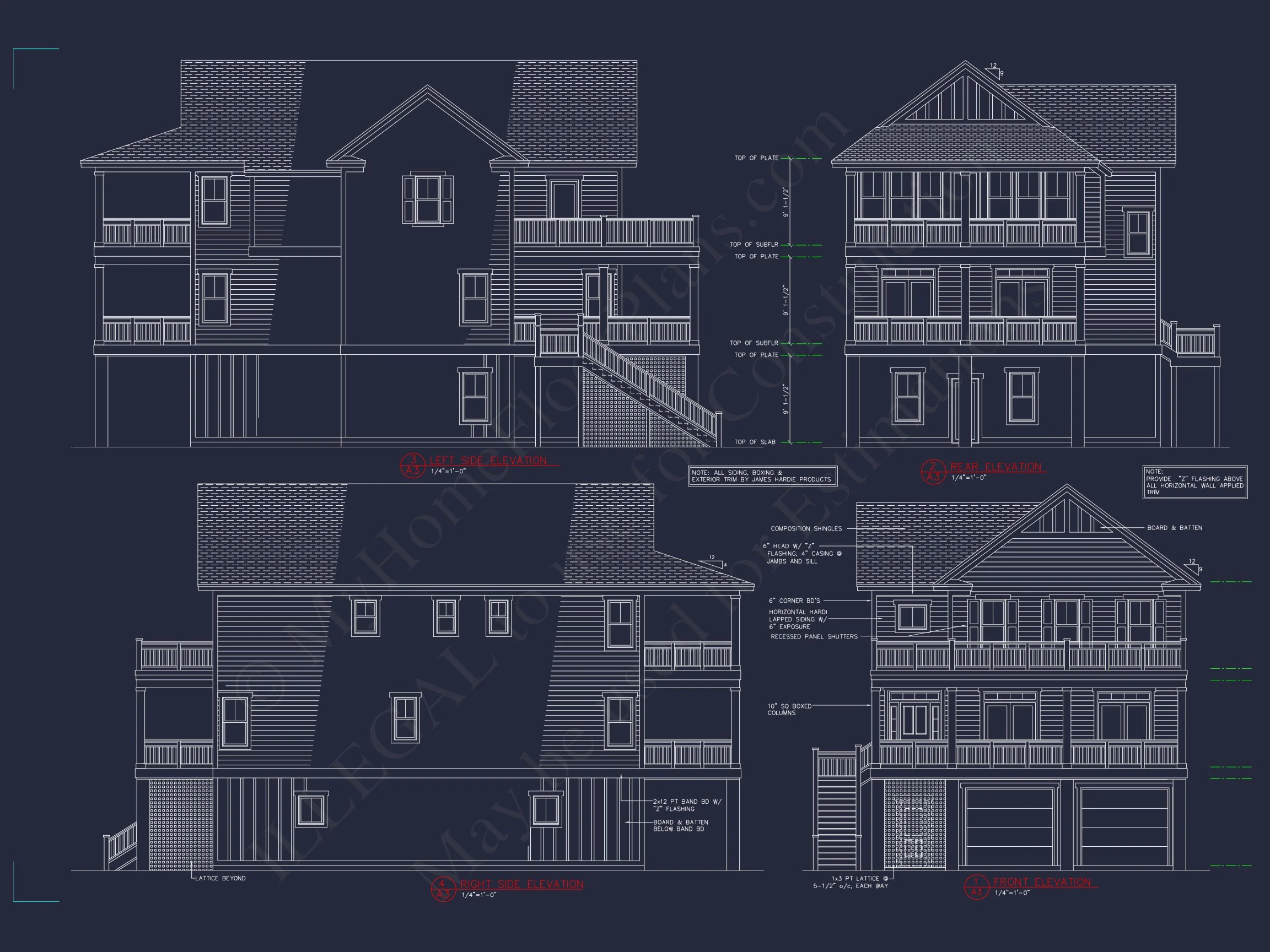 Coastal house Plan with 3 Floors, Elegant Designs, & CAD