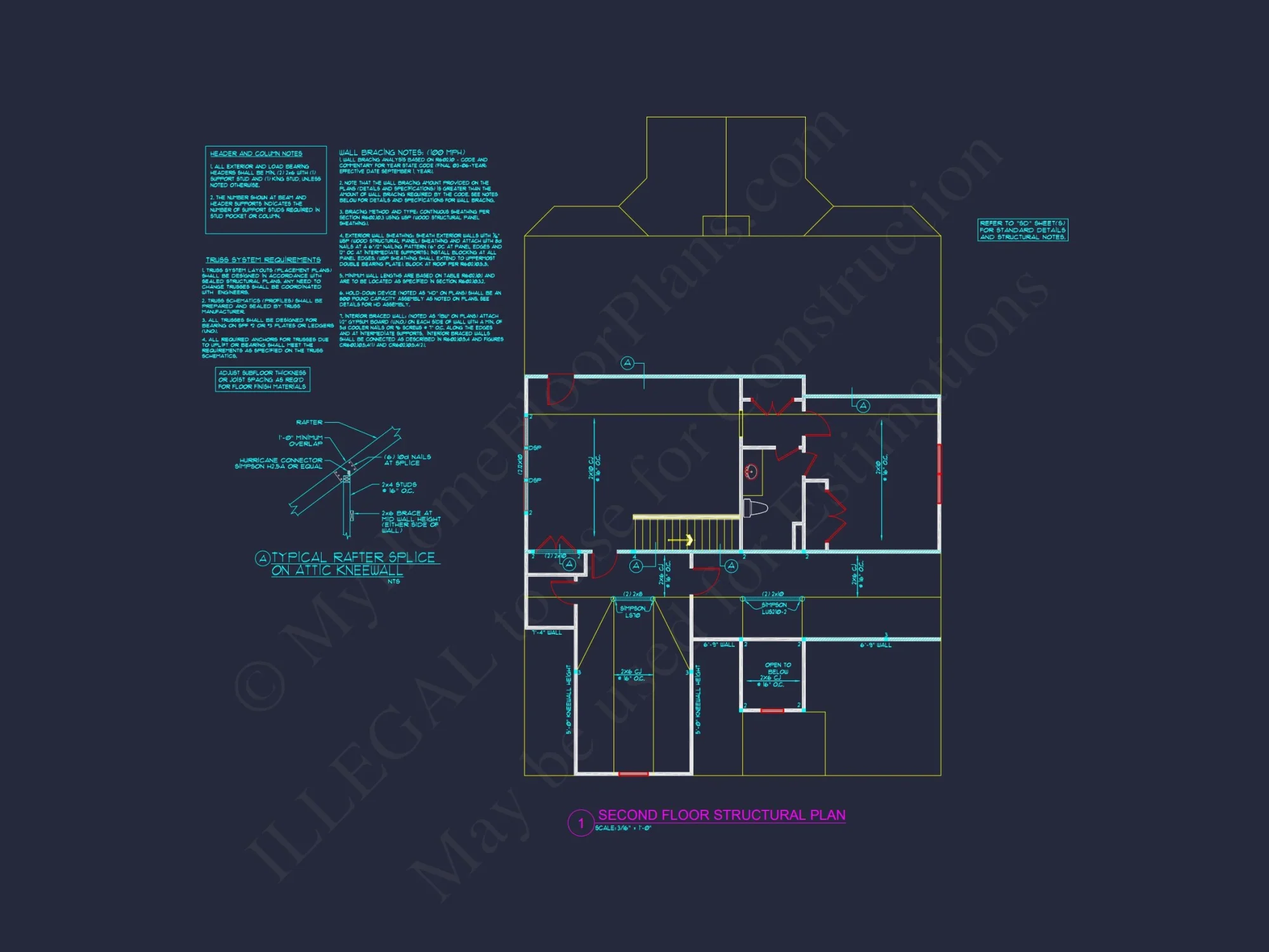 Modern Craftsman house Plan with 4 Bedrooms, Floor Plans, and CAD Designs
