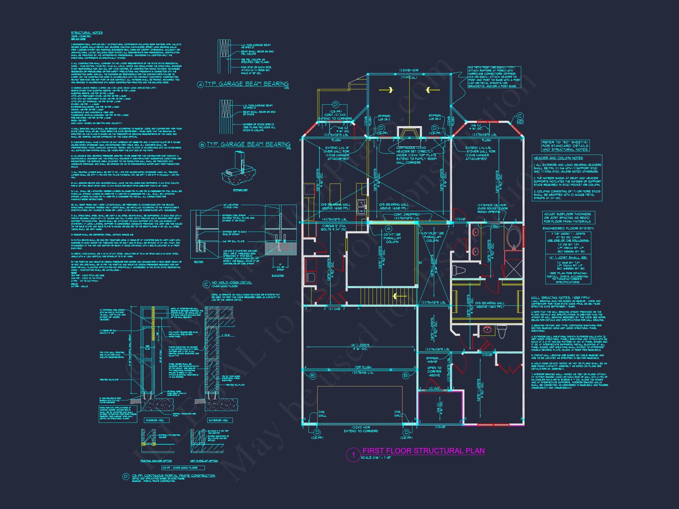 Modern Craftsman house Plan with 4 Bedrooms, Floor Plans, and CAD Designs