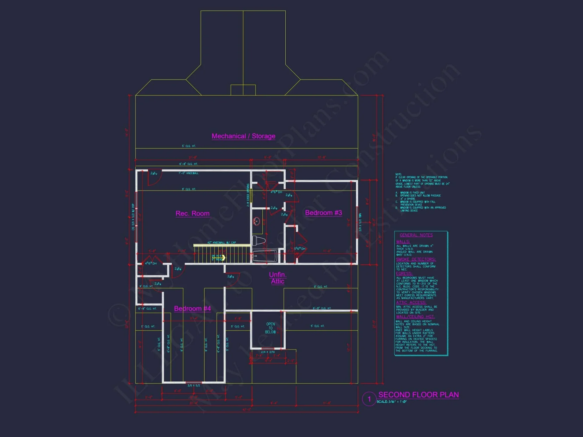 Modern Craftsman house Plan with 4 Bedrooms, Floor Plans, and CAD Designs