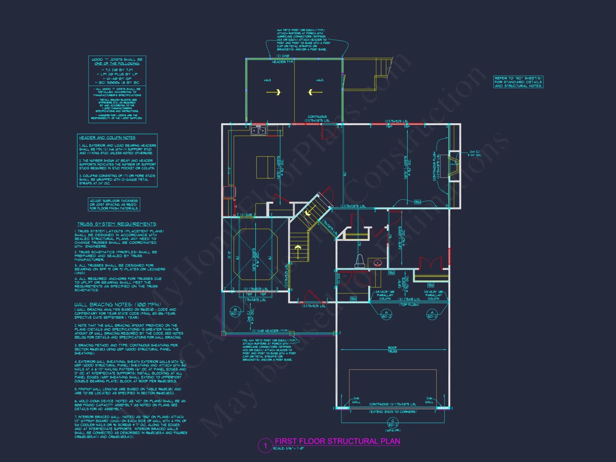 Beautiful 4-Bedroom house Plan with Open Floor Designs & CAD Blueprint