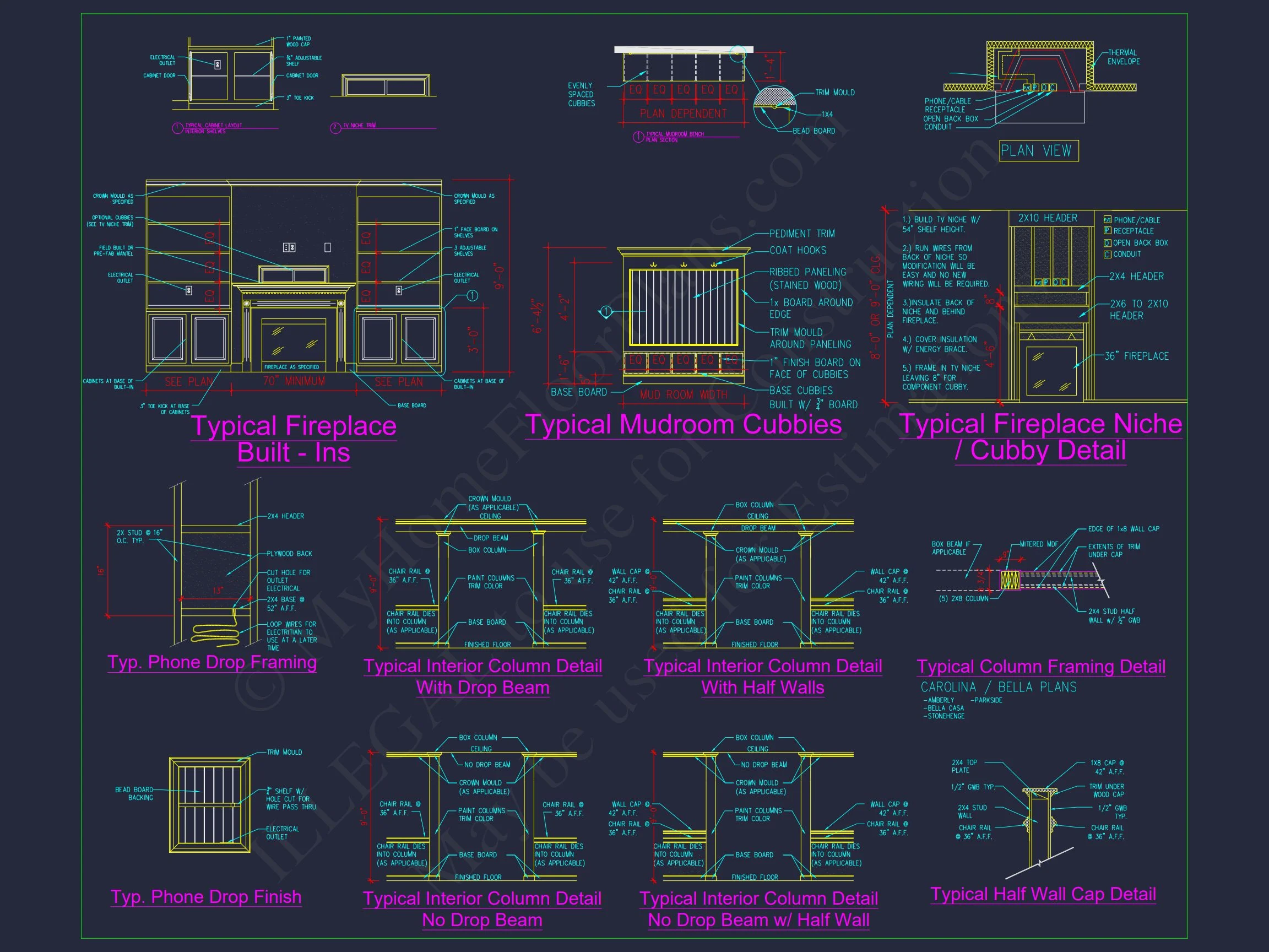15-1319 HOUSE PLAN - Beautiful 4-Bedroom House Plan with Open Floor Designs & CAD Blueprint 12 Beautiful 4-Bedroom house Plan with Open Floor Designs & CAD Blueprint