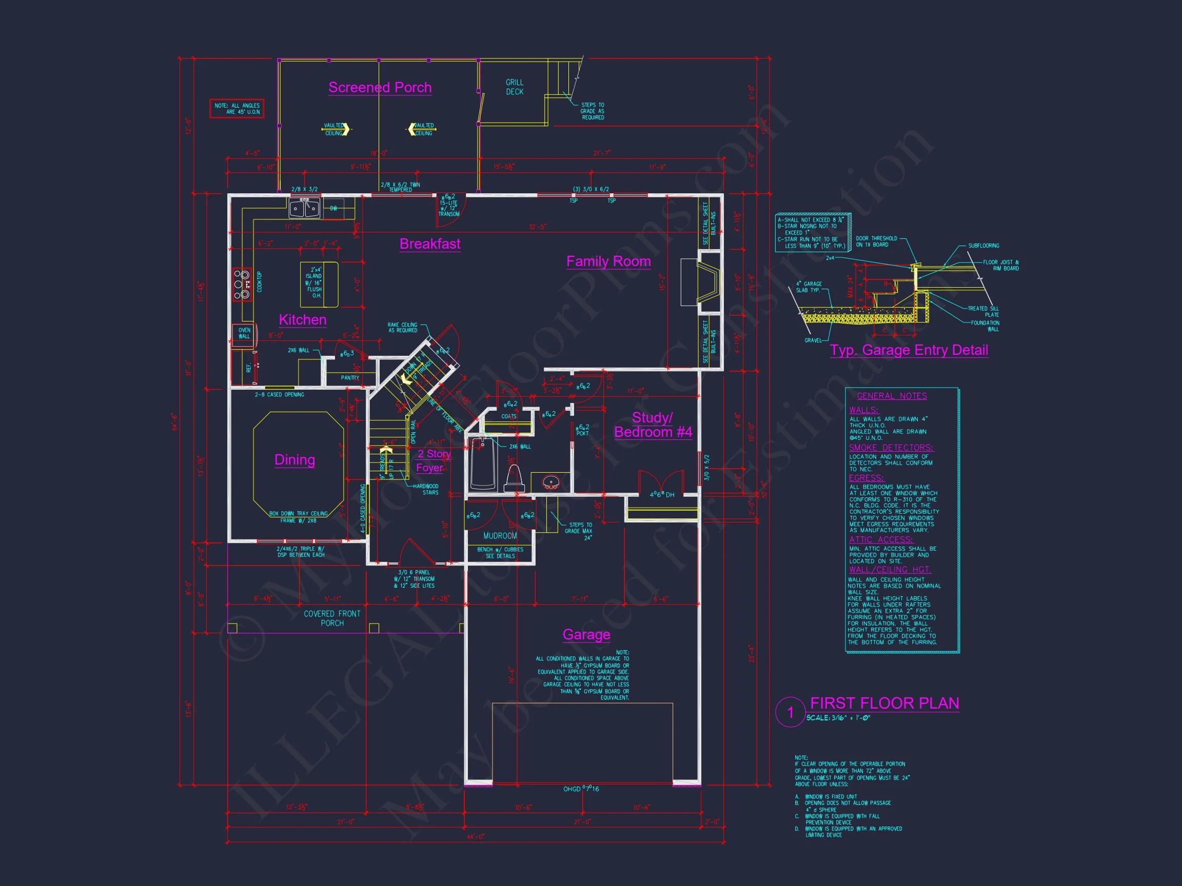 15-1319 HOUSE PLAN - Beautiful 4-Bedroom House Plan with Open Floor Designs & CAD Blueprint 9 Beautiful 4-Bedroom house Plan with Open Floor Designs & CAD Blueprint