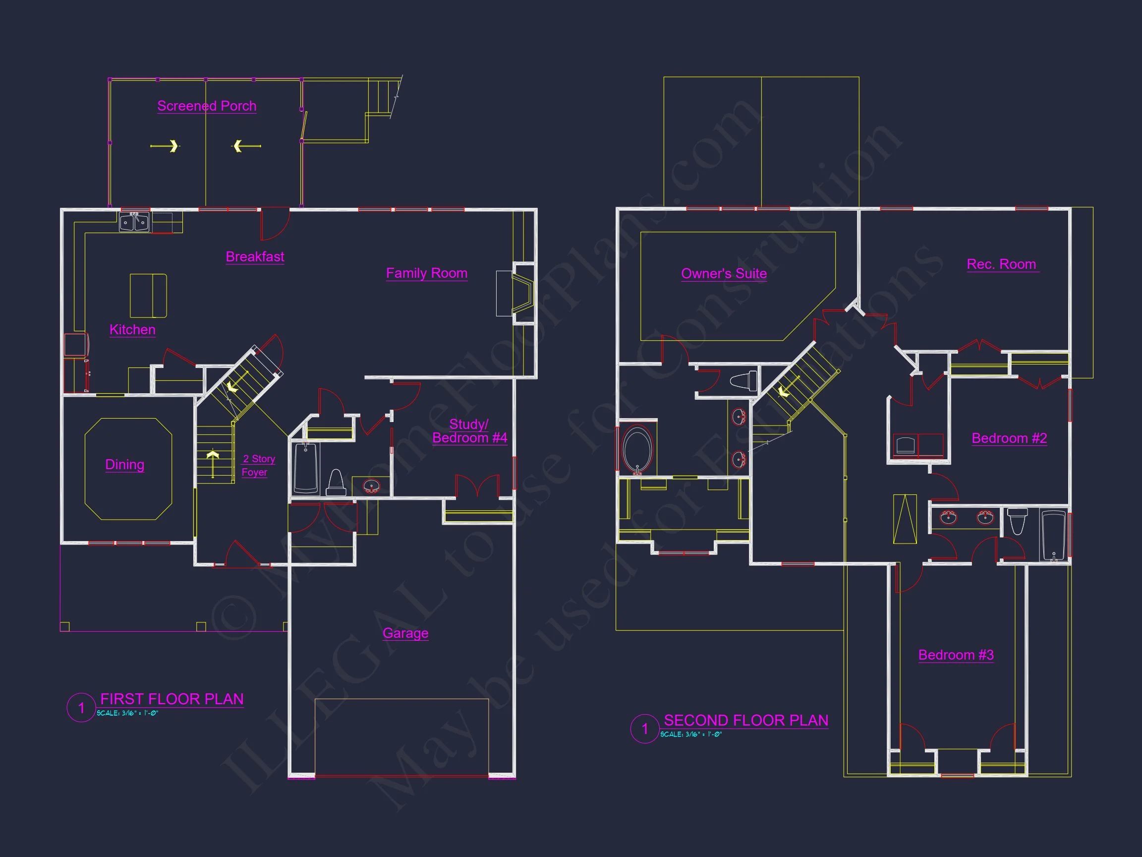15-1319 HOUSE PLAN - Beautiful 4-Bedroom House Plan with Open Floor Designs & CAD Blueprint 7 Beautiful 4-Bedroom house Plan with Open Floor Designs & CAD Blueprint