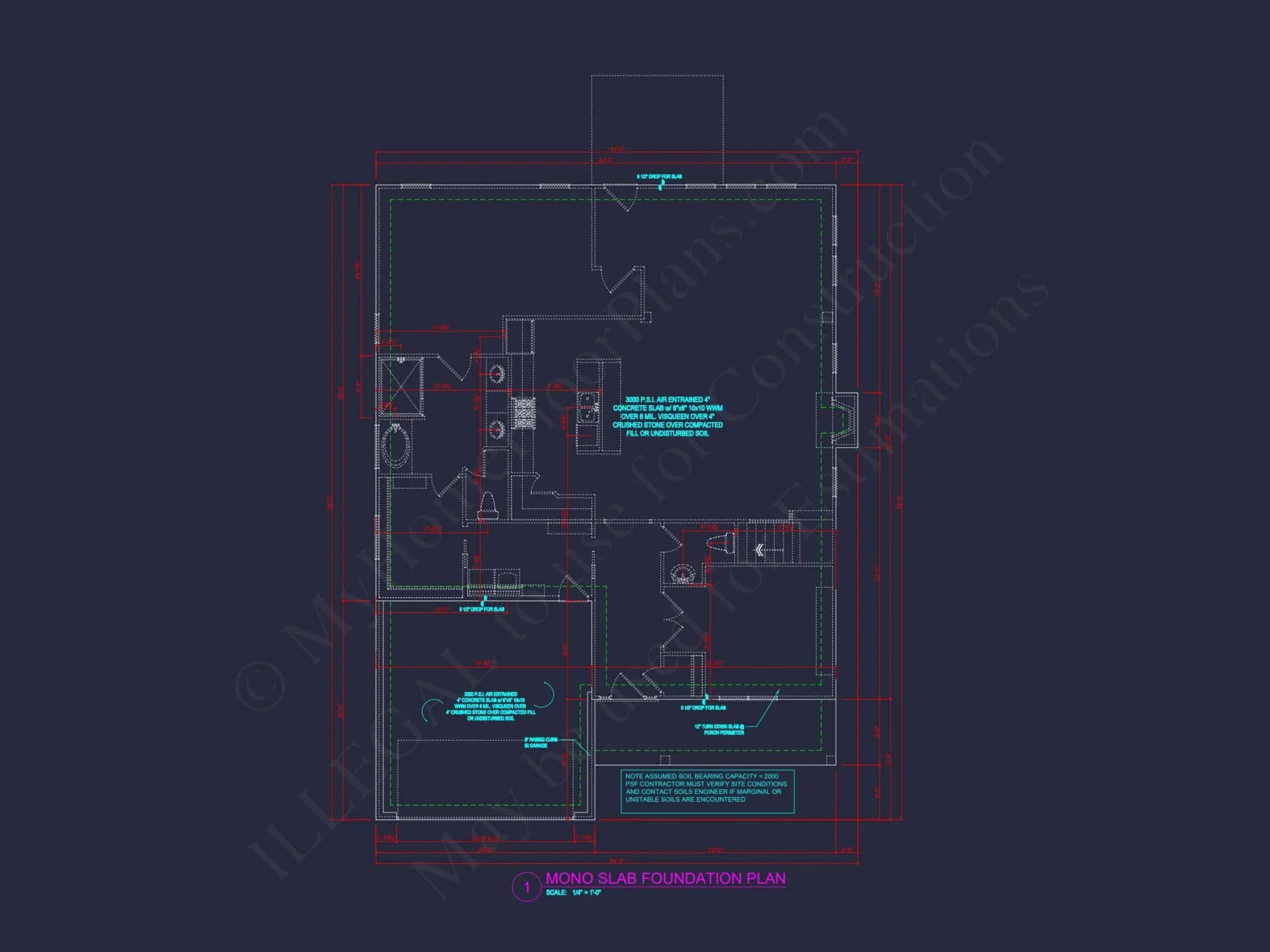 Modern Craftsman Floor Plan with 4 Bedrooms and Garage