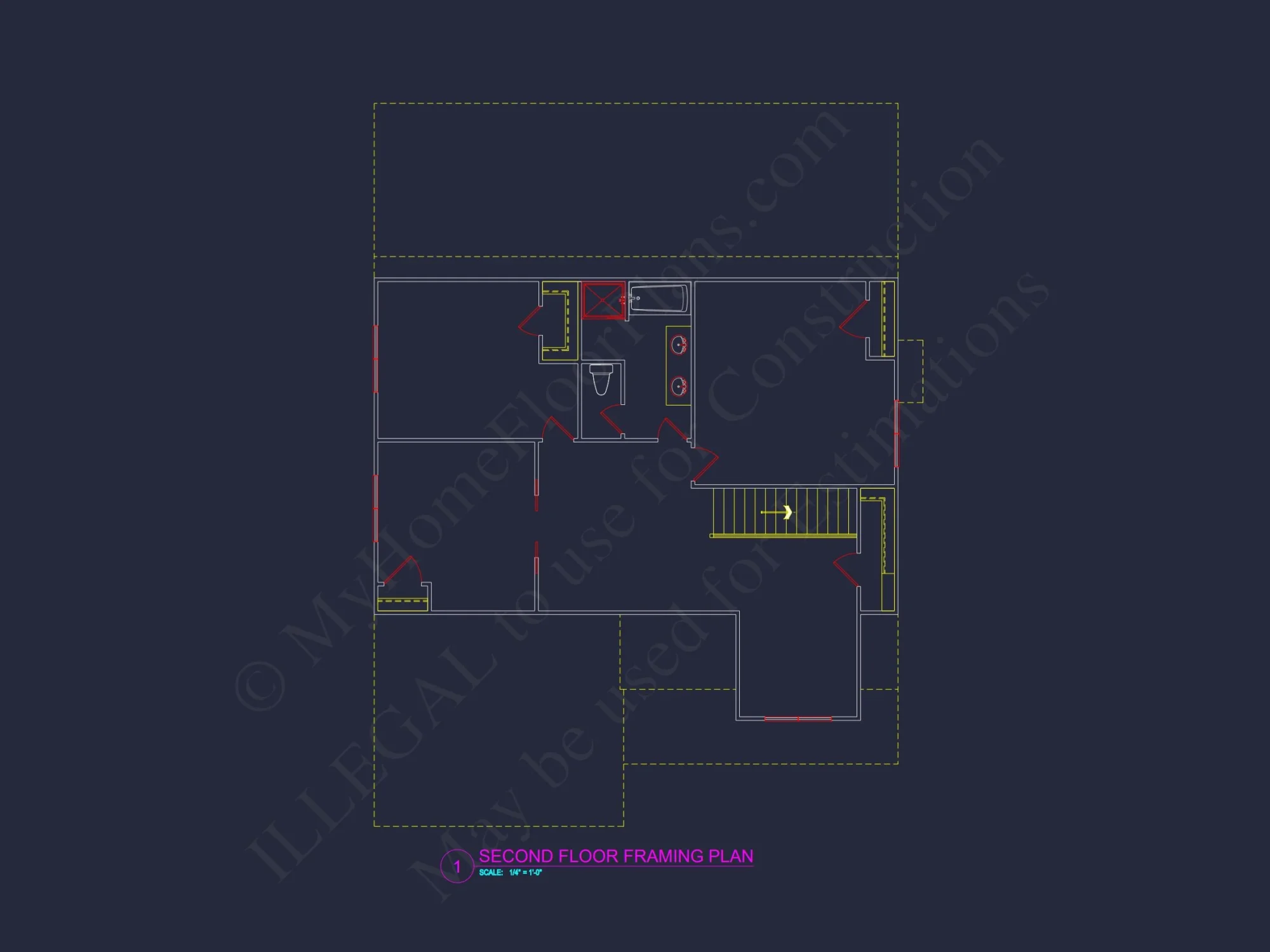 Modern Craftsman Floor Plan with 4 Bedrooms and Garage