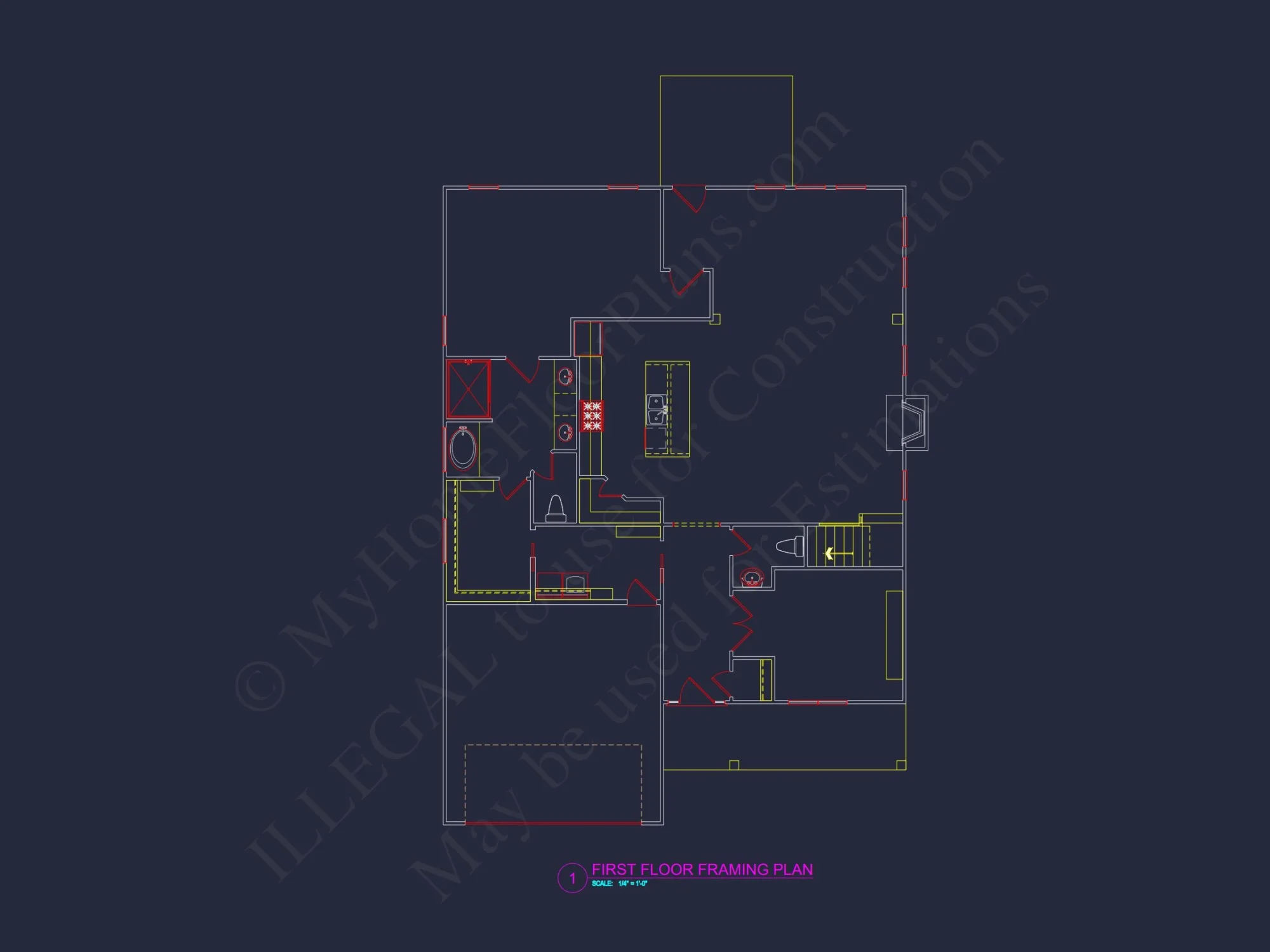 Modern Craftsman Floor Plan with 4 Bedrooms and Garage