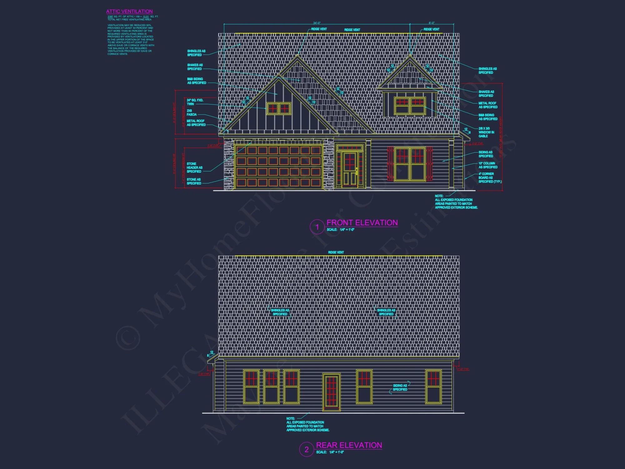 Modern Craftsman Floor Plan with 4 Bedrooms and Garage