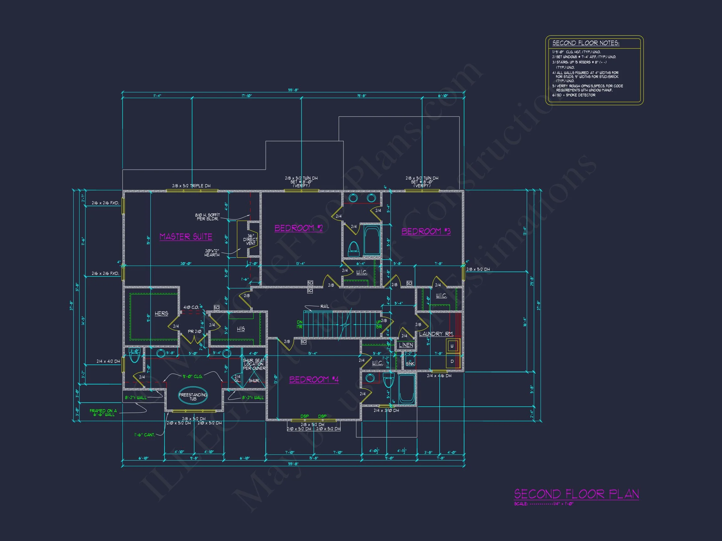 15-1232 HOUSE PLAN - Modern House Plan with 4 Bedrooms and 3 Floors | Blueprint Designs 10 Blueprint Designs