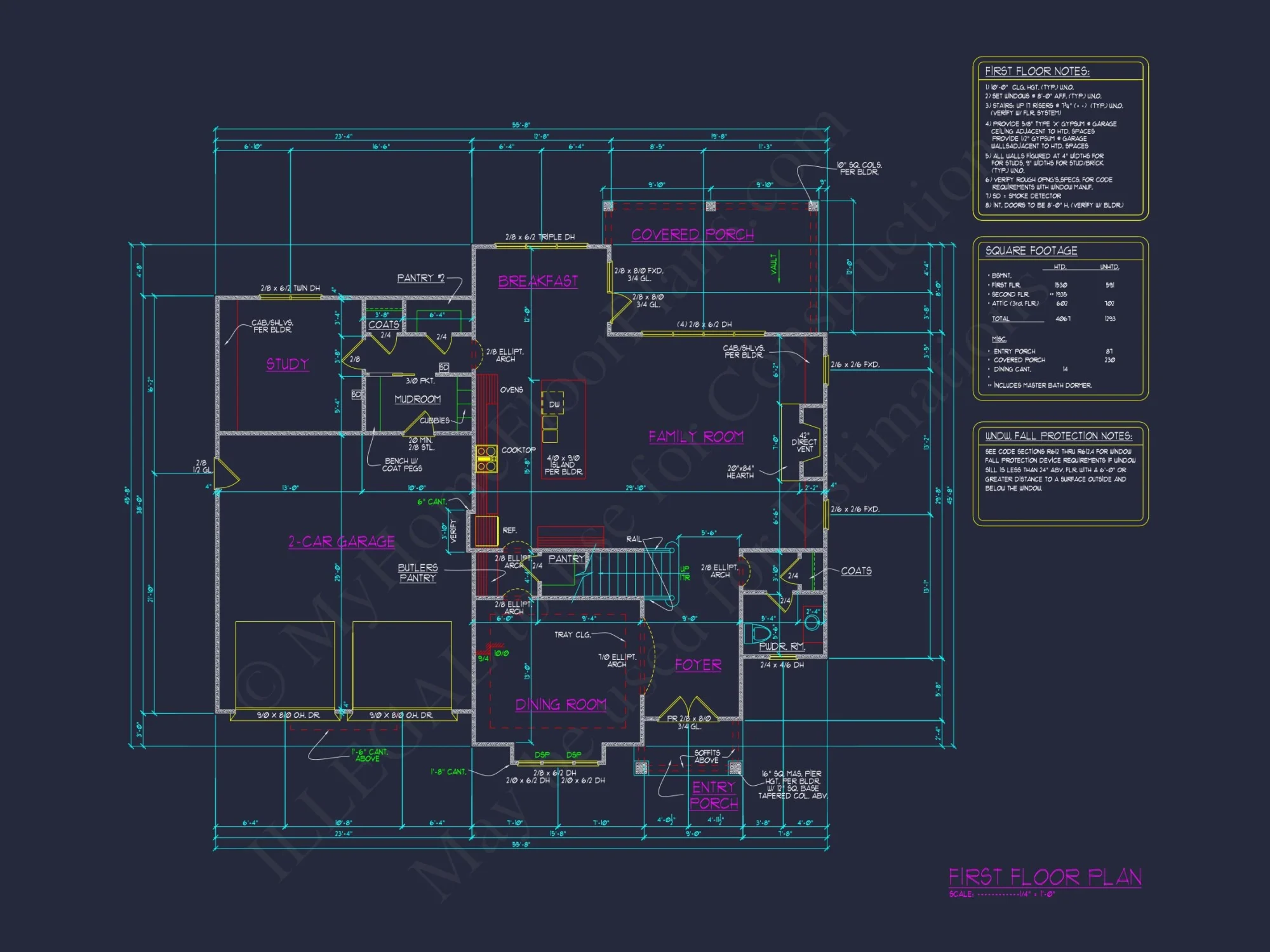 Modern house Plan with 4 Bedrooms and 3 Floors