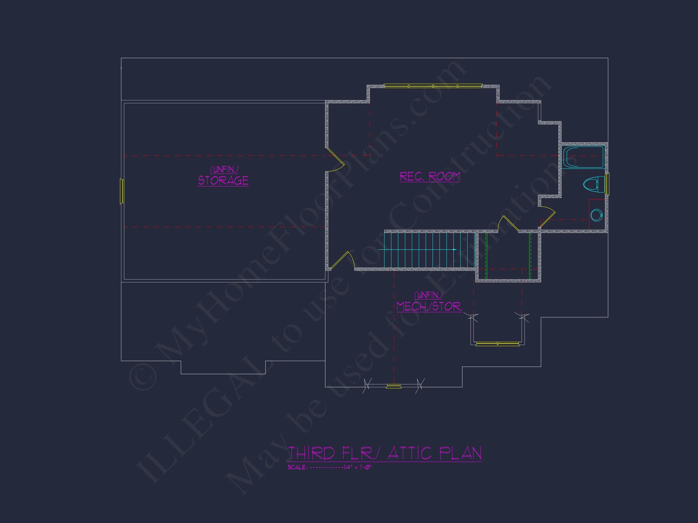 15-1232 HOUSE PLAN - Modern House Plan with 4 Bedrooms and 3 Floors | Blueprint Designs 8 Blueprint Designs