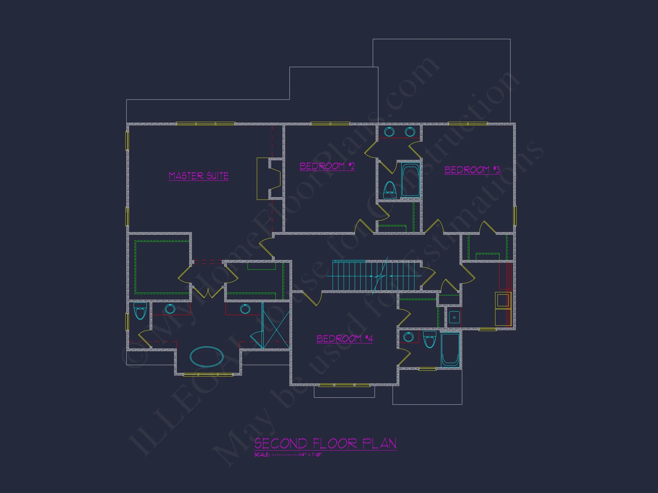 15-1232 HOUSE PLAN - Modern House Plan with 4 Bedrooms and 3 Floors | Blueprint Designs 7 Modern house Plan with 4 Bedrooms and 3 Floors