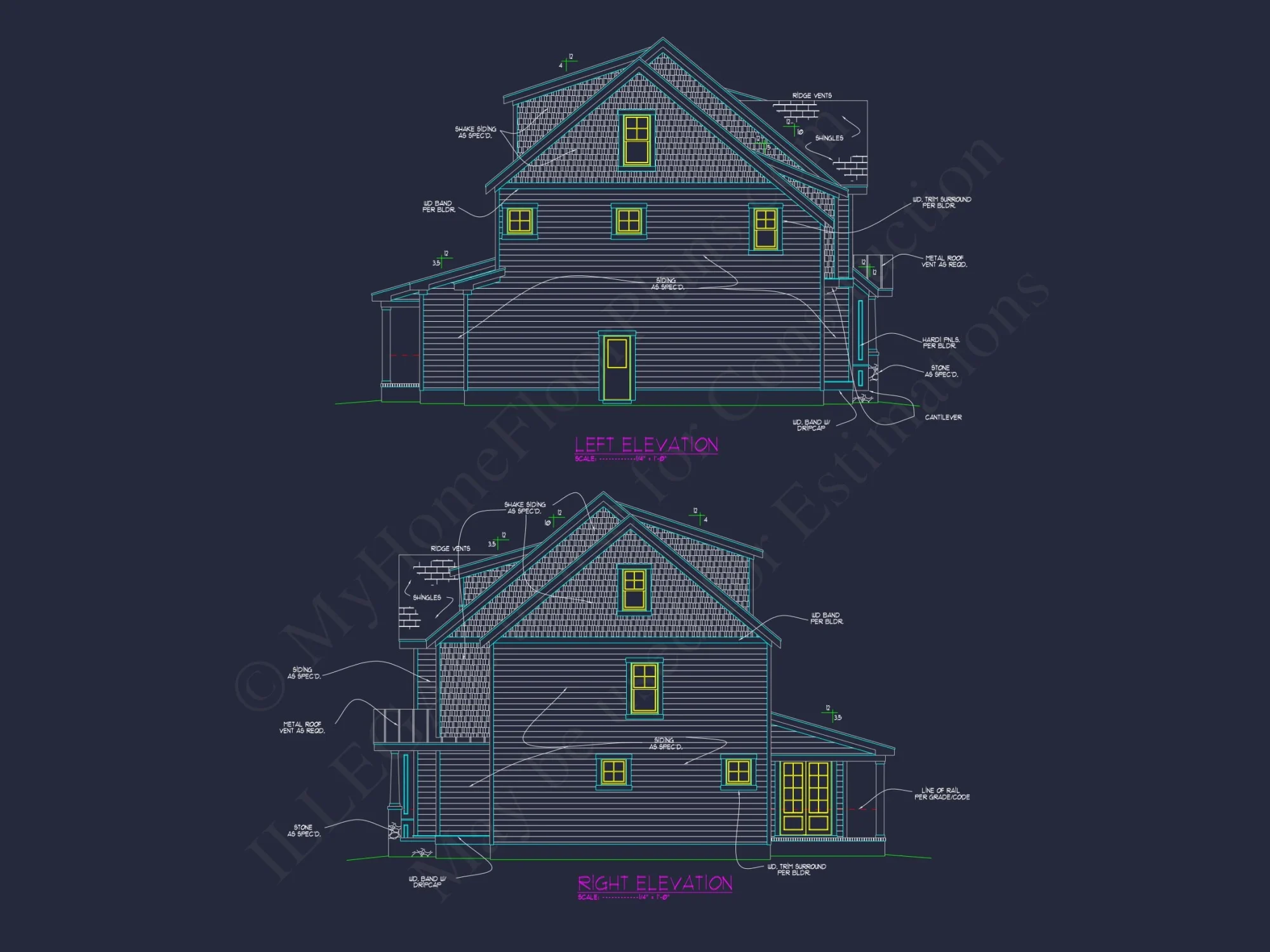 Modern house Plan with 4 Bedrooms and 3 Floors
