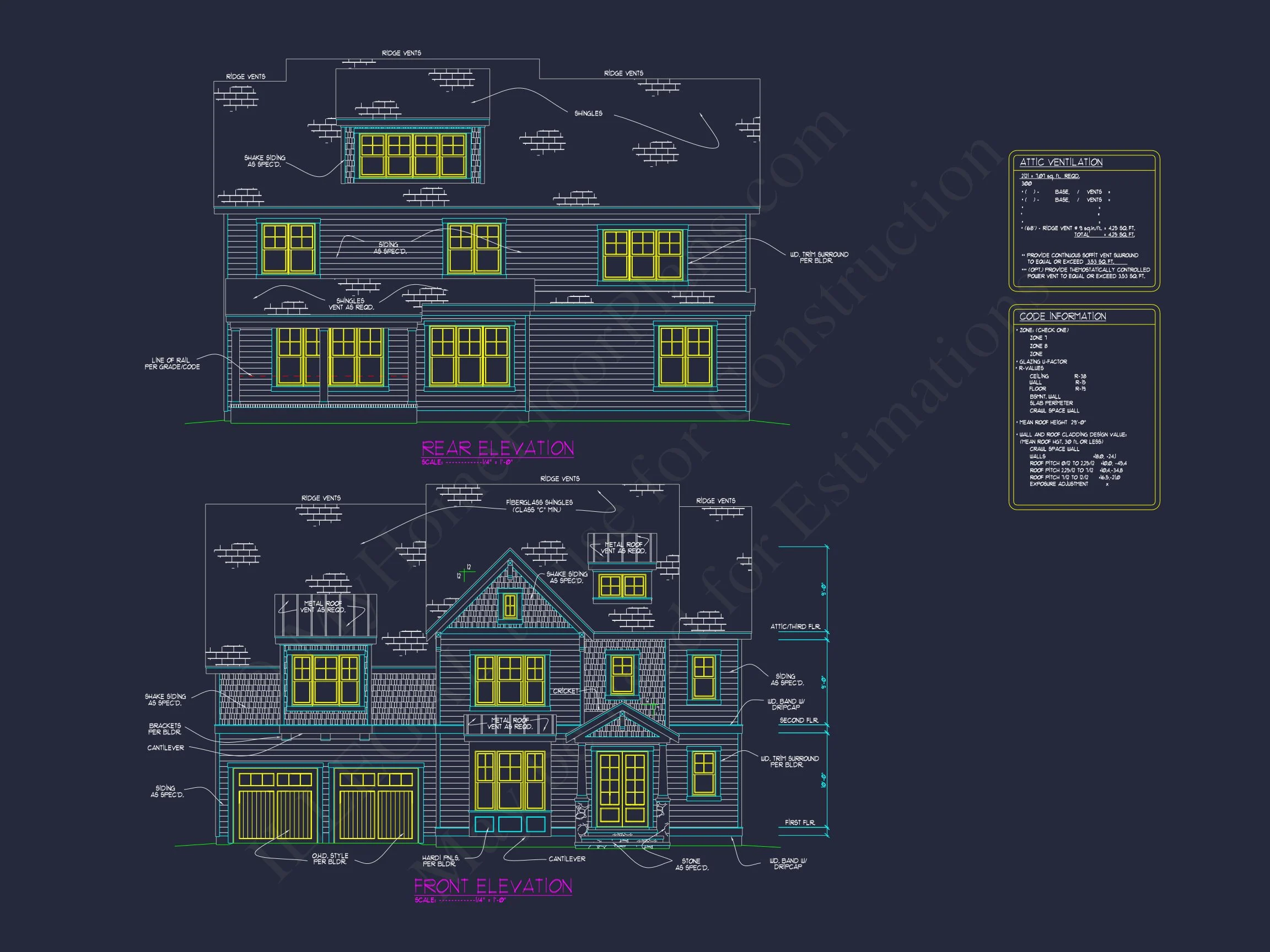 15-1232 HOUSE PLAN - Modern House Plan with 4 Bedrooms and 3 Floors | Blueprint Designs 4 Blueprint Designs