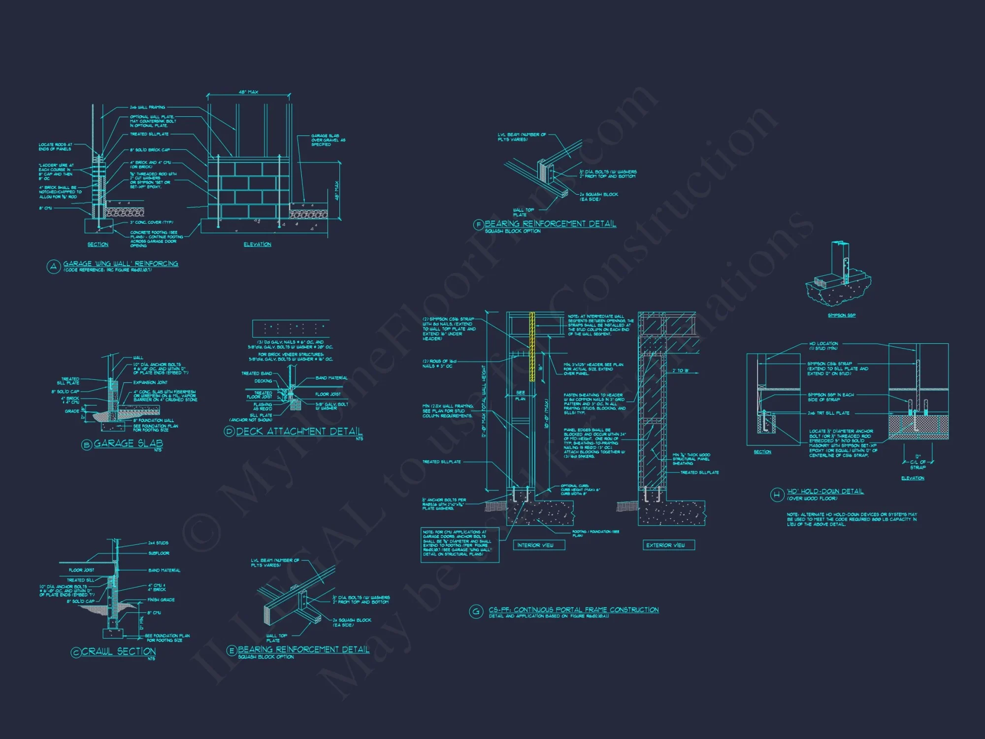 Craftsman house Floor Plan with Detailed CAD Designs & Blueprint