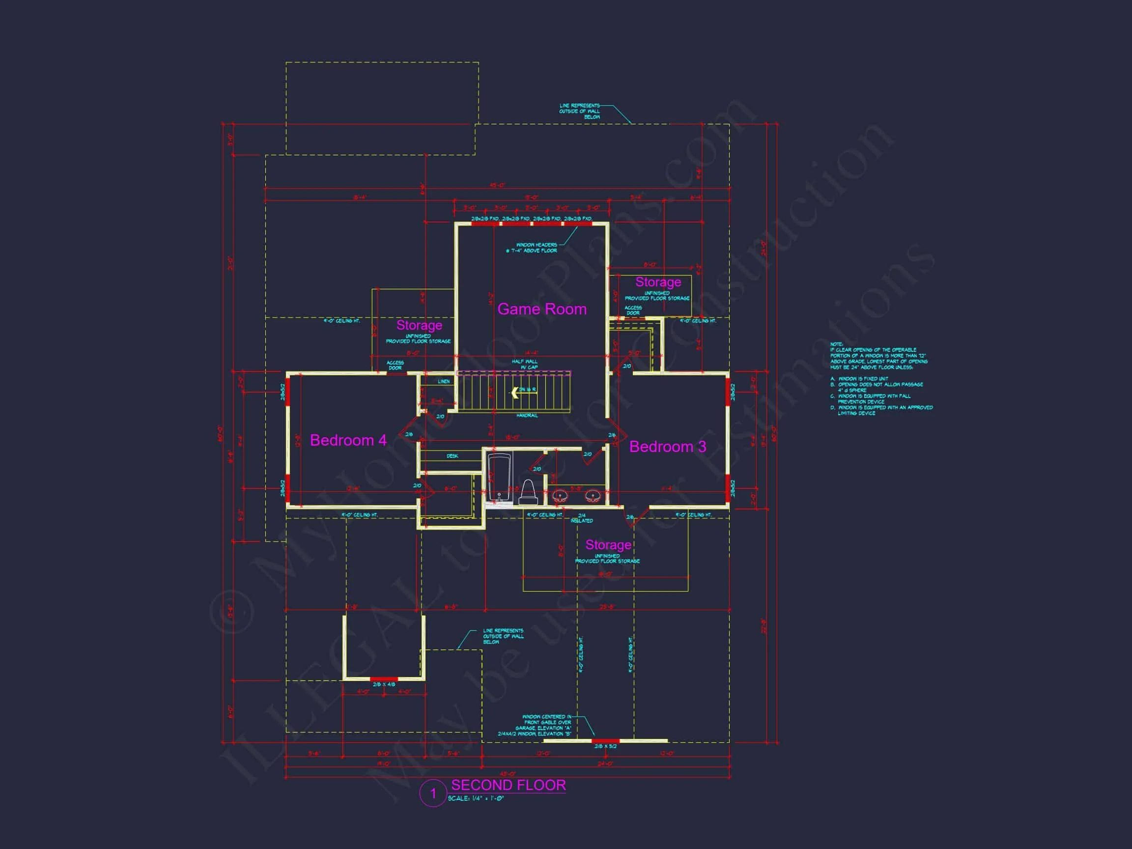 Craftsman house Floor Plan with Detailed CAD Designs & Blueprint