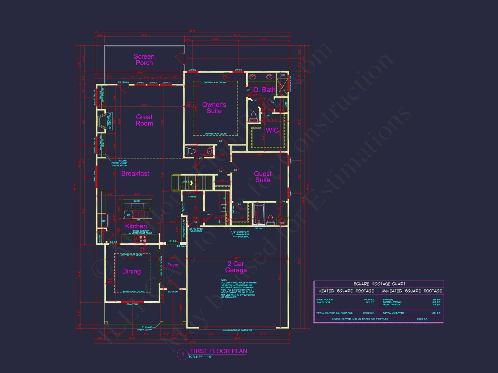 Craftsman house Floor Plan with Detailed CAD Designs & Blueprint