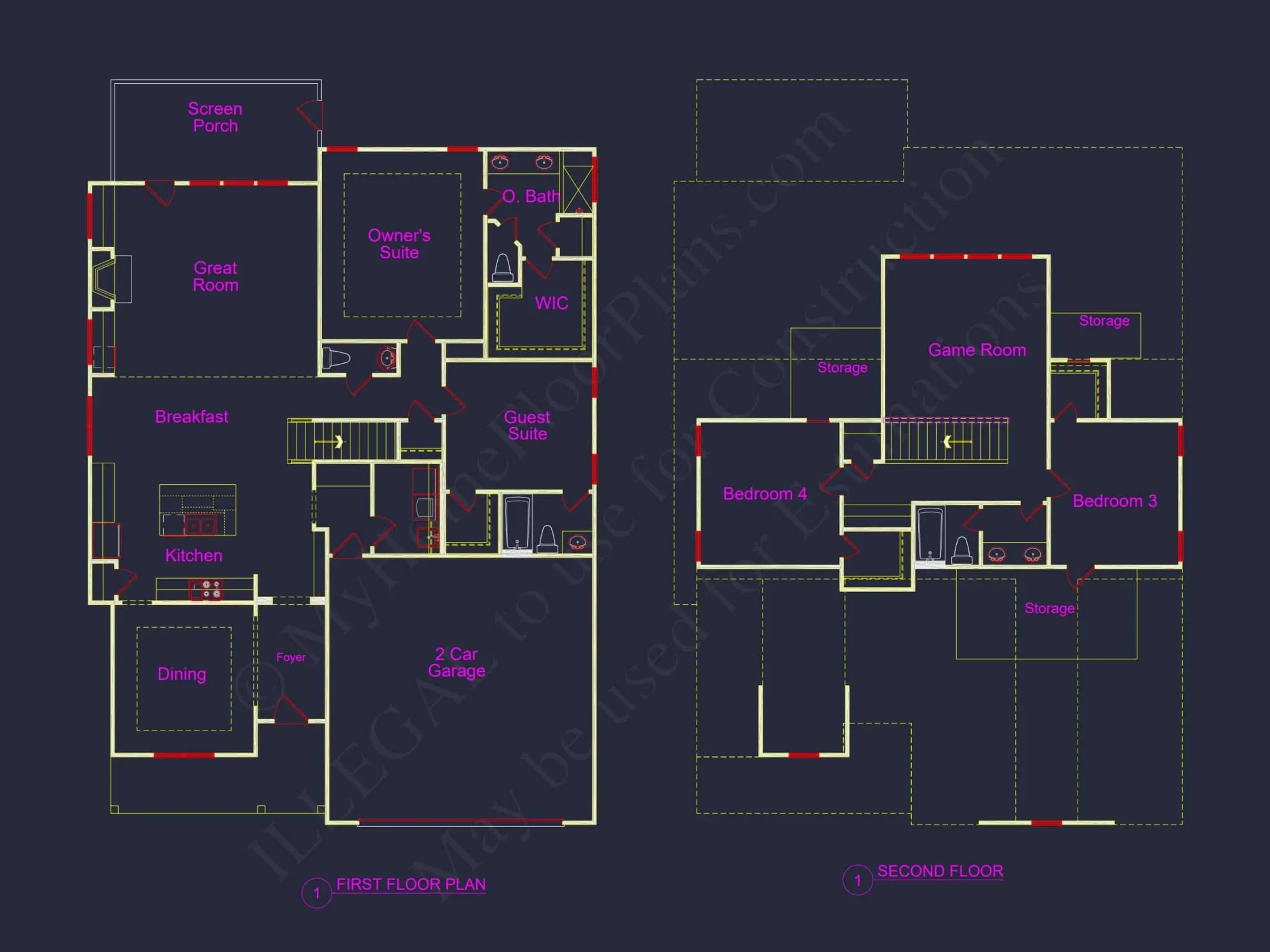 Craftsman house Floor Plan with Detailed CAD Designs & Blueprint