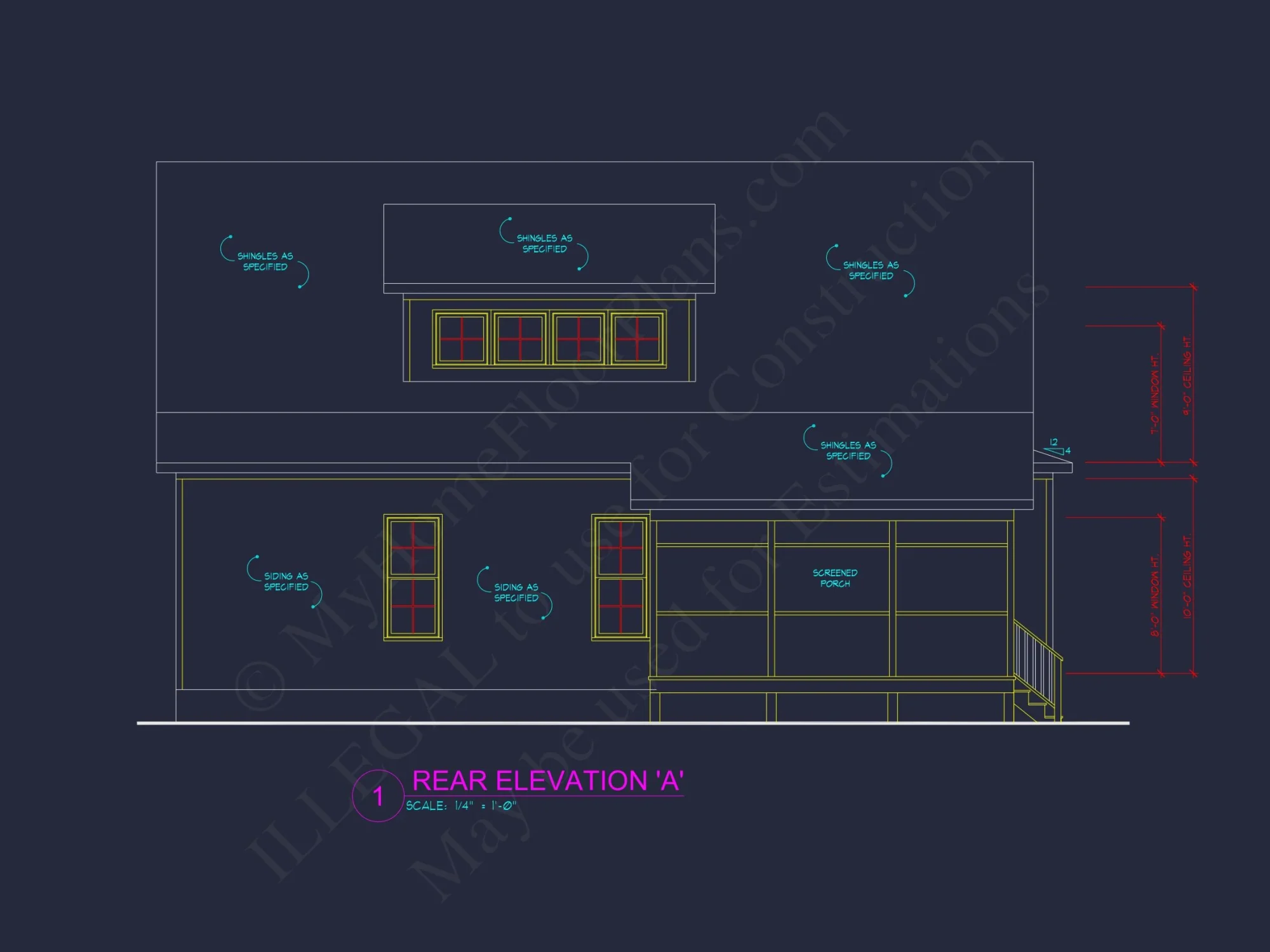 Craftsman house Floor Plan with Detailed CAD Designs & Blueprint
