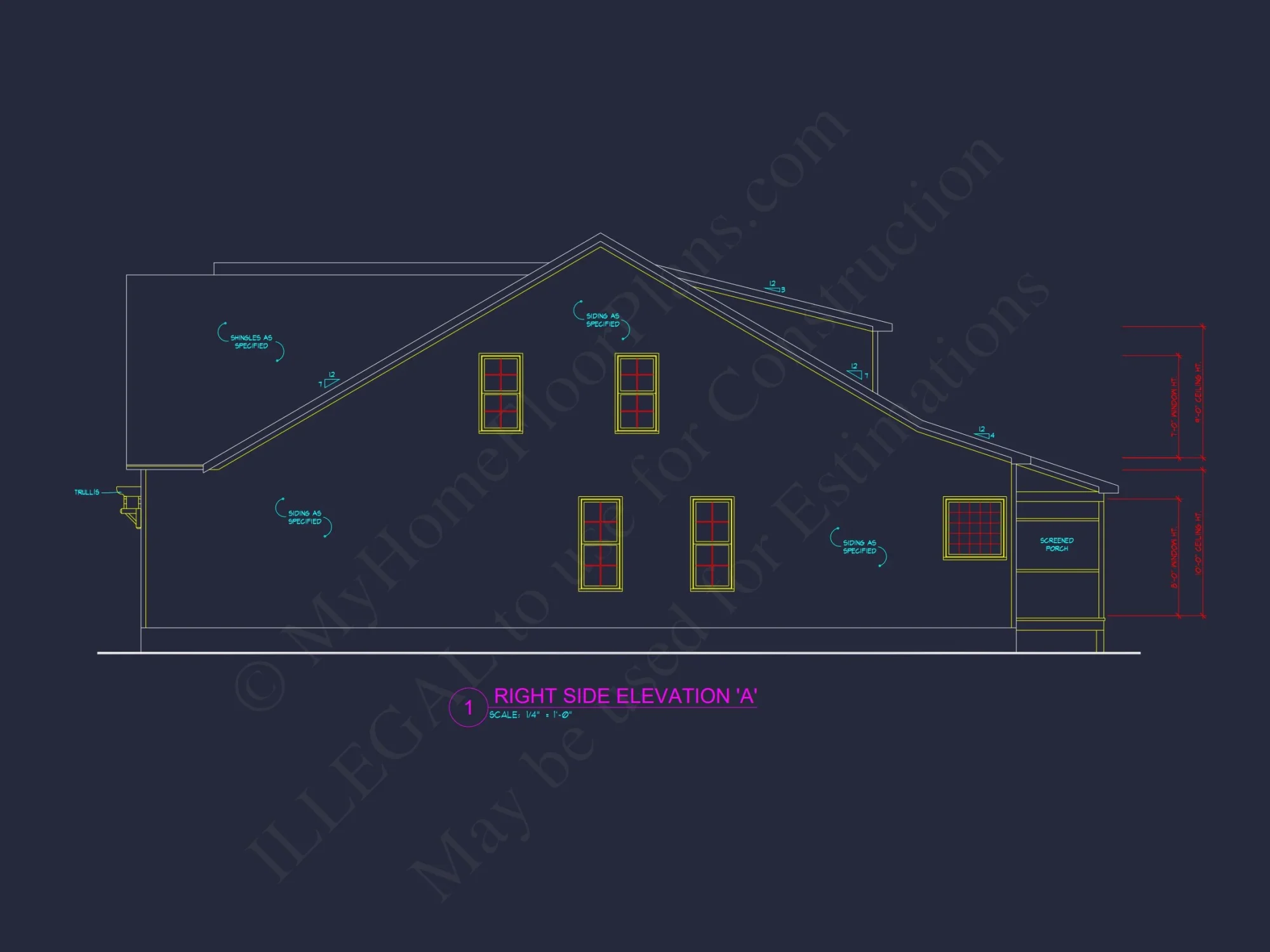 Craftsman house Floor Plan with Detailed CAD Designs & Blueprint