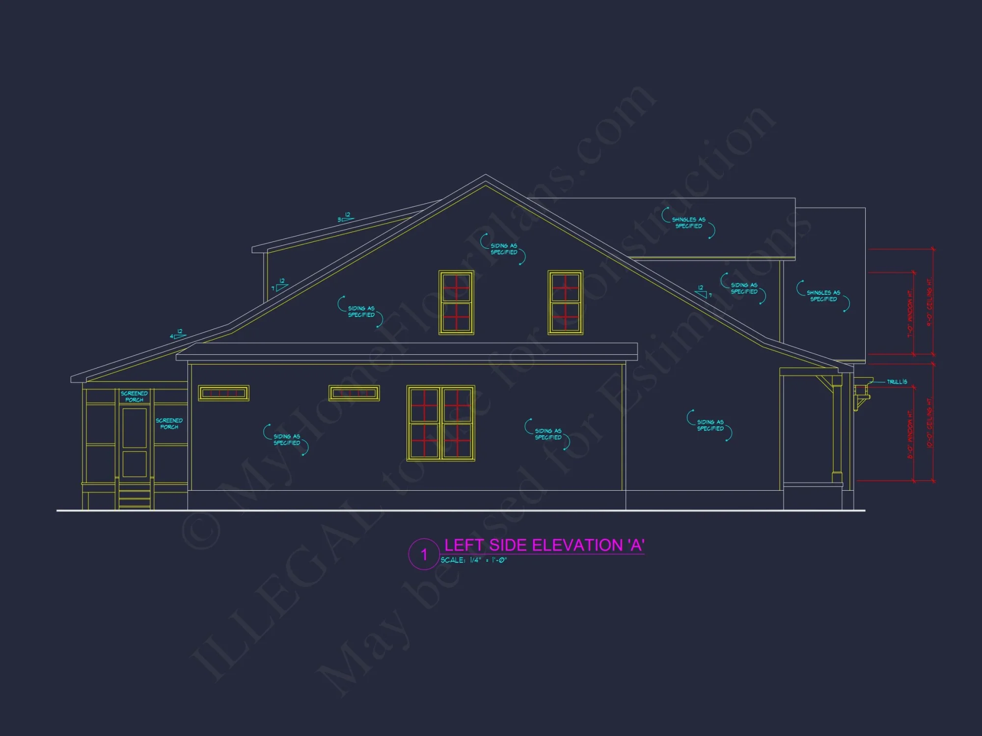 Craftsman house Floor Plan with Detailed CAD Designs & Blueprint