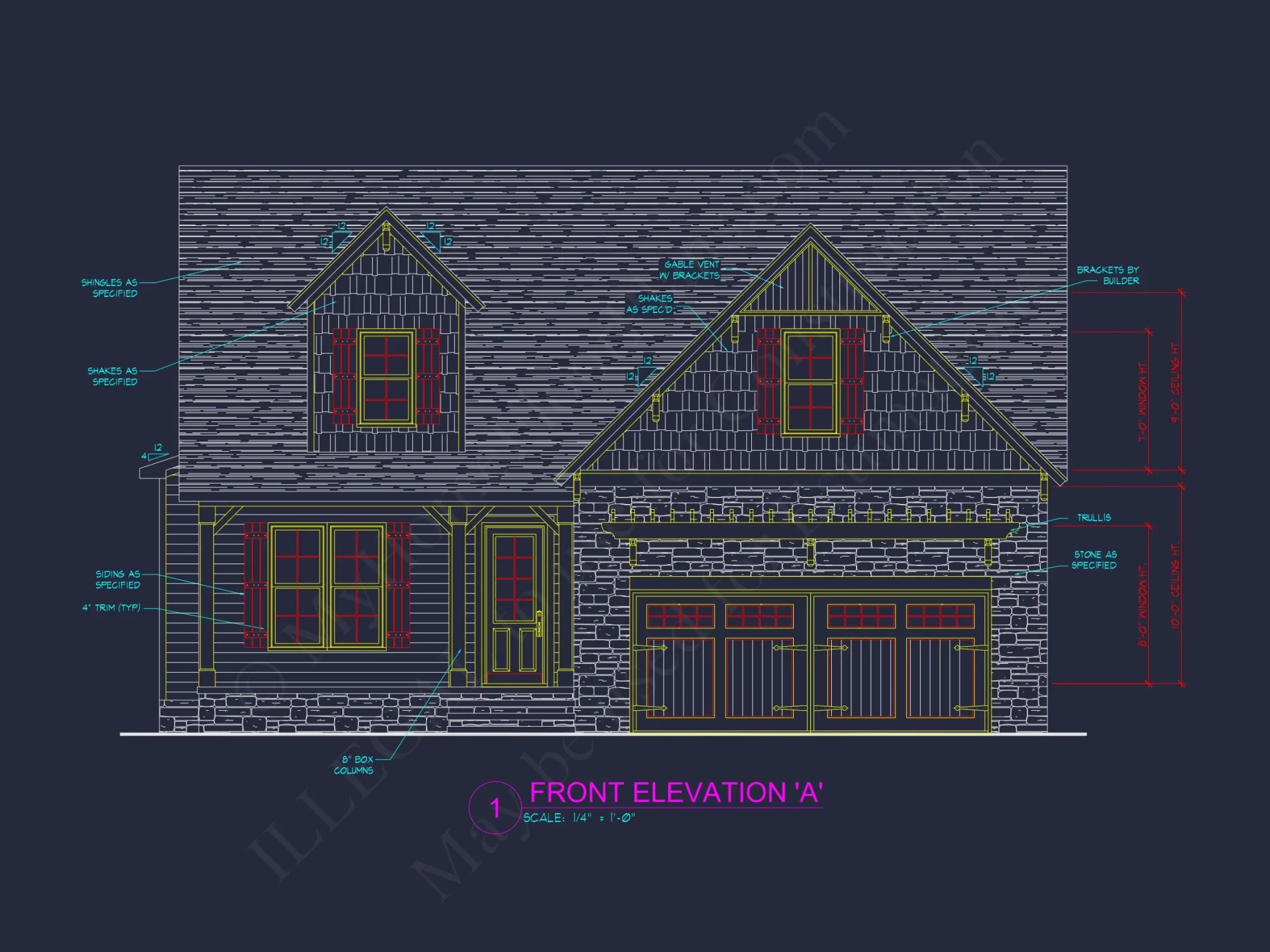 Craftsman house Floor Plan with Detailed CAD Designs & Blueprint