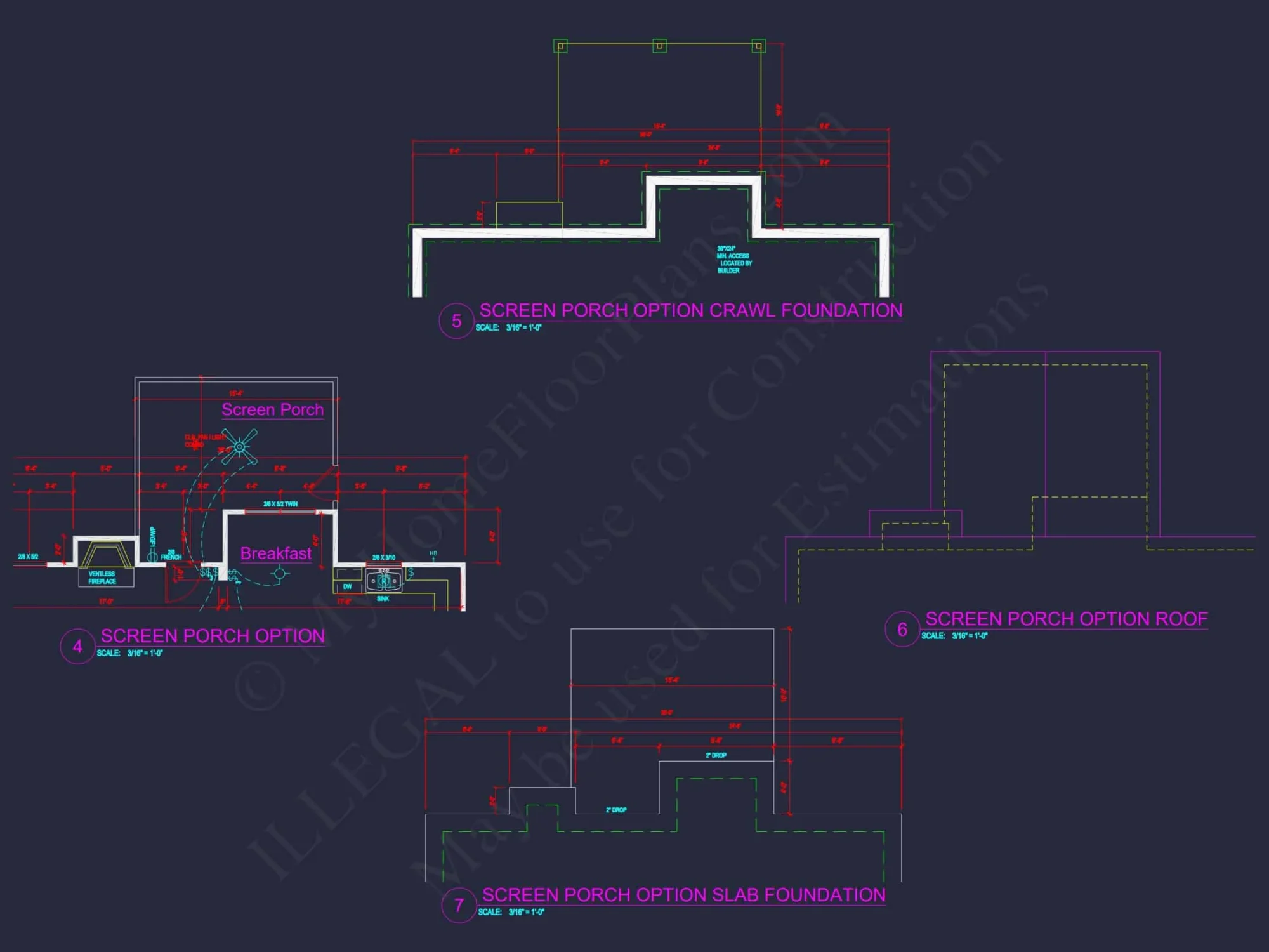 Modern house Design with 4 Bed CAD Blueprint Plans
