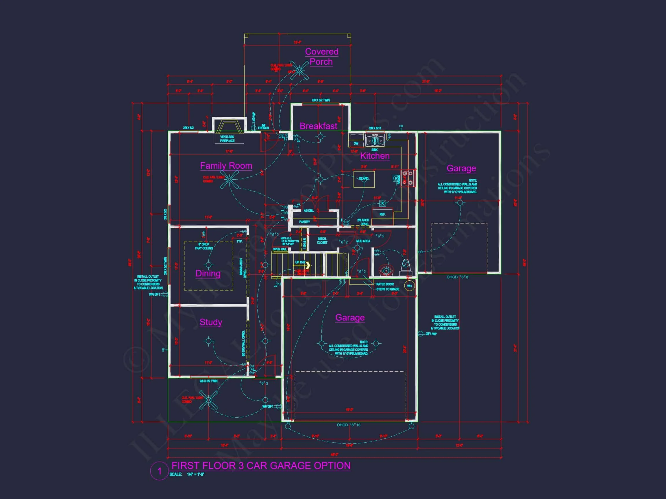 15-1171B HOUSE PLAN - Modern House Design with 4 Bed CAD Blueprint Plans 17 Modern house Design with 4 Bed CAD Blueprint Plans