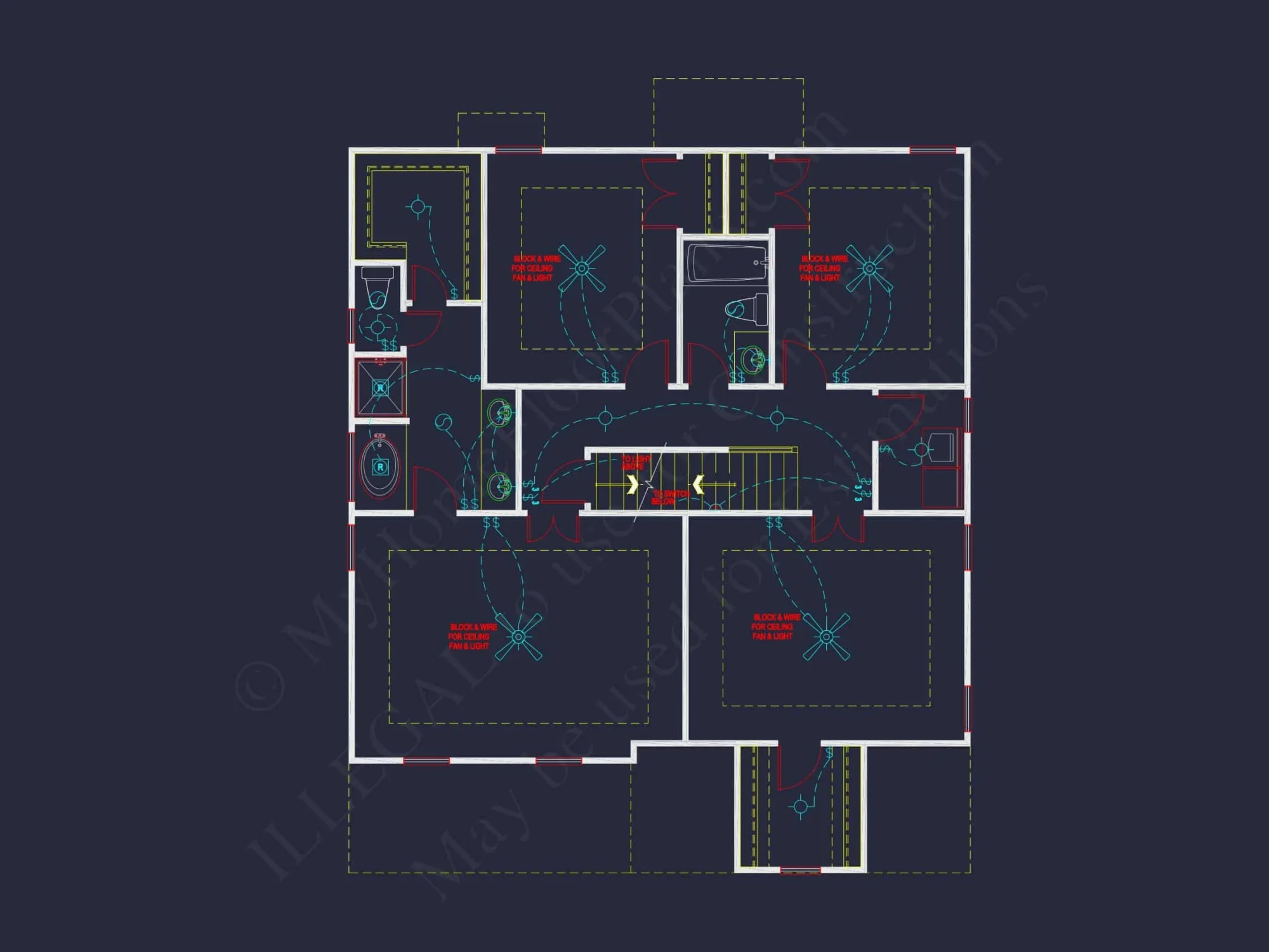 Modern house Design with 4 Bed CAD Blueprint Plans