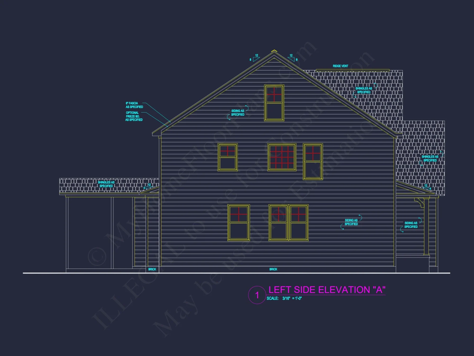 Modern house Design with 4 Bed CAD Blueprint Plans