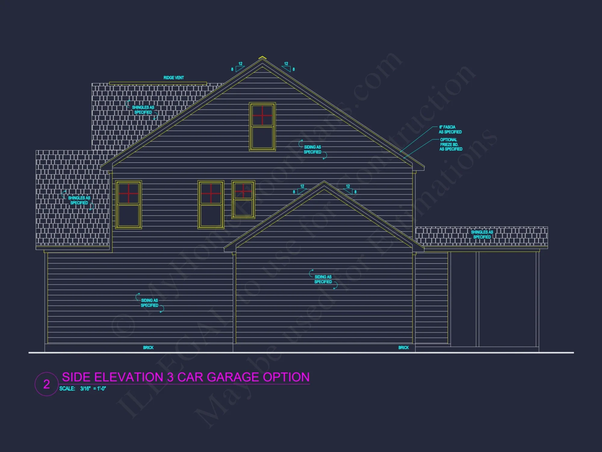 Modern house Design with 4 Bed CAD Blueprint Plans