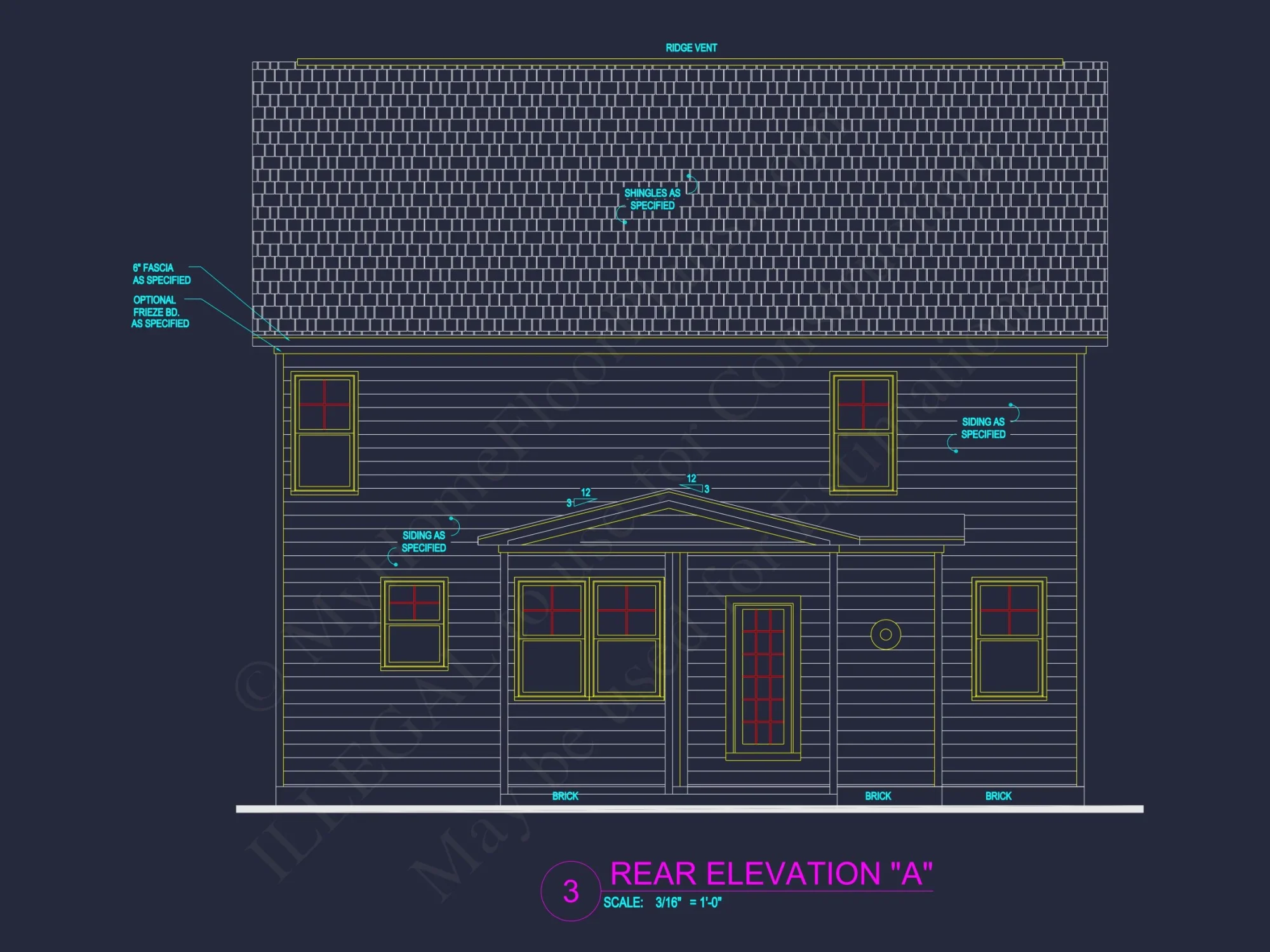 Modern house Design with 4 Bed CAD Blueprint Plans