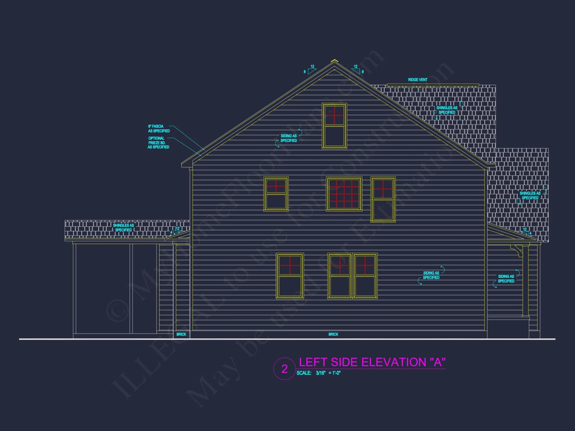 Modern house Design with 4 Bed CAD Blueprint Plans