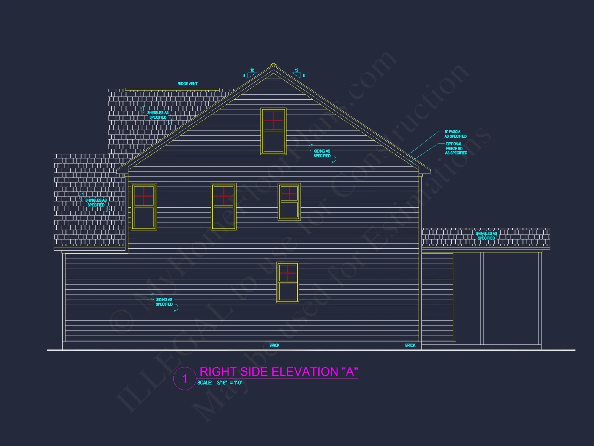 Modern house Design with 4 Bed CAD Blueprint Plans