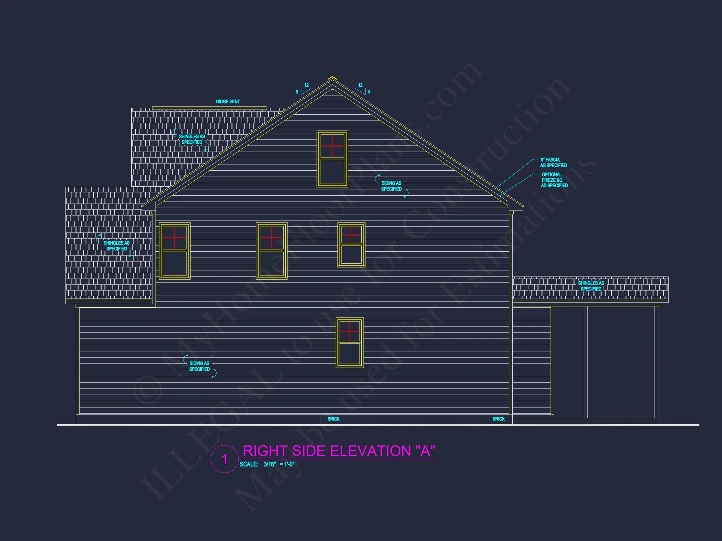 15-1171B HOUSE PLAN - Modern House Design with 4 Bed CAD Blueprint Plans 4 Modern house Design with 4 Bed CAD Blueprint Plans