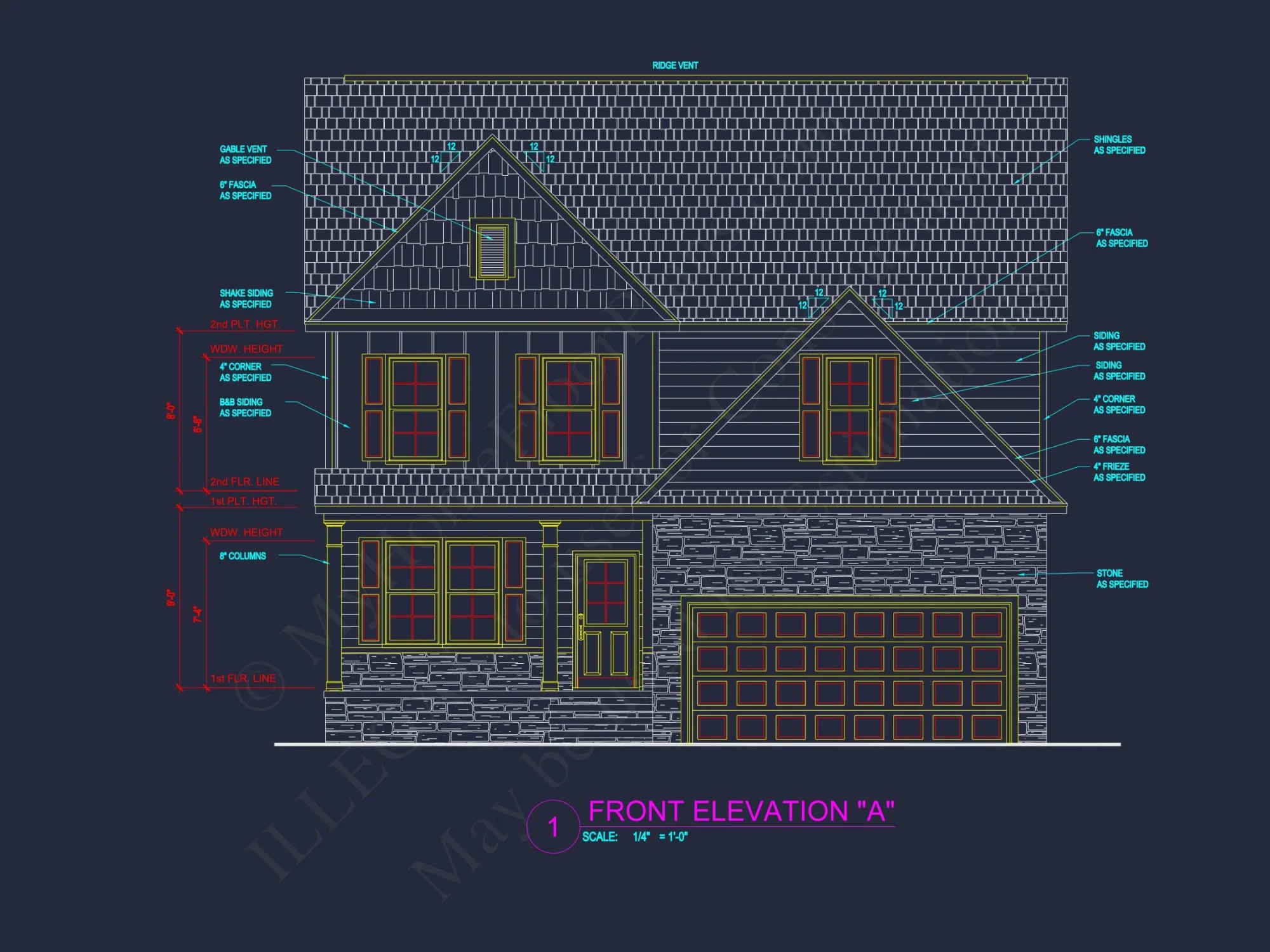 Modern house Design with 4 Bed CAD Blueprint Plans