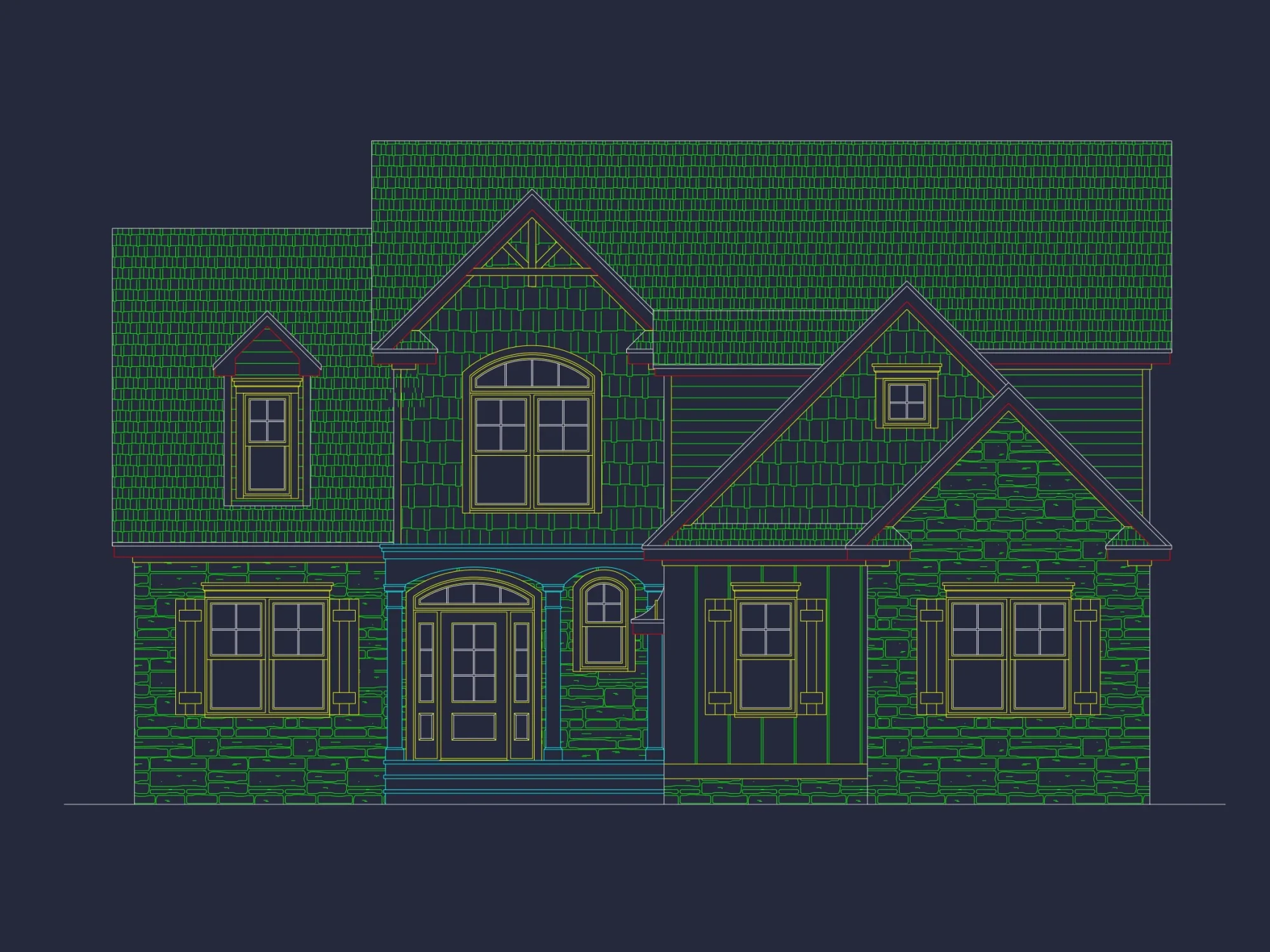 Elegant house Plan with 2 Floors, CAD Blueprint & Designs