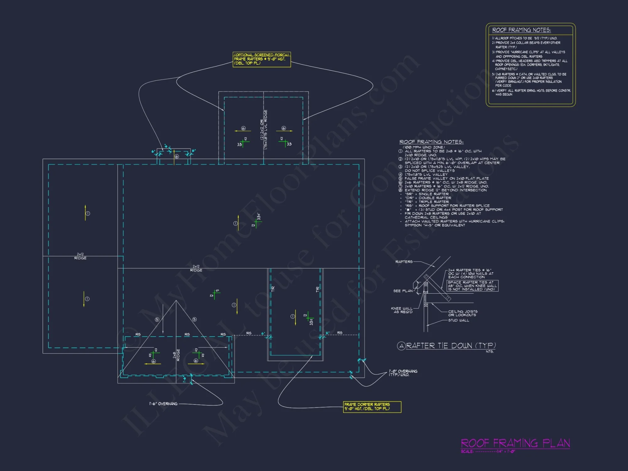 Craftsman house Floor Plan with 4 Bedrooms & 2-Car Garage