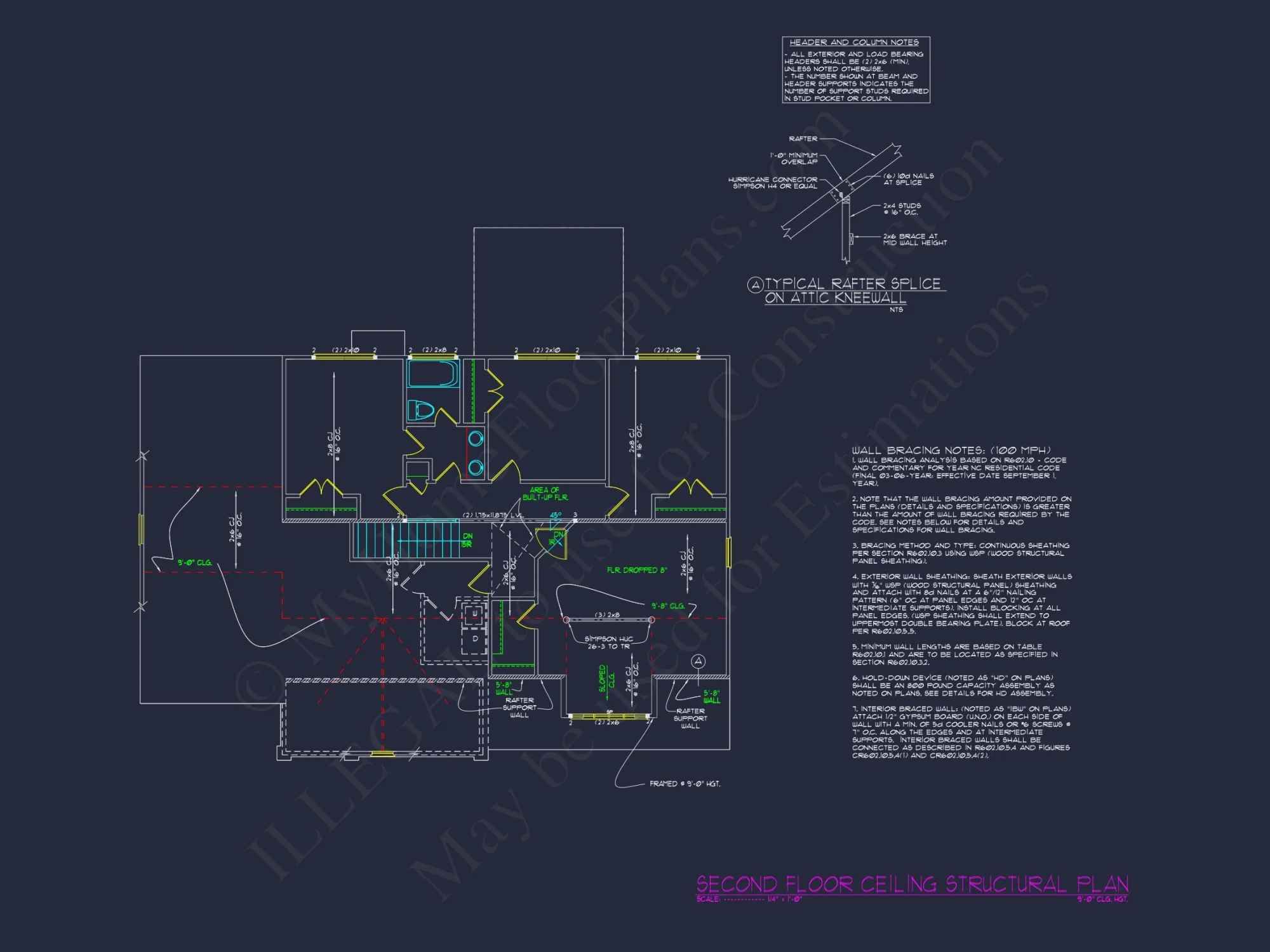 Craftsman house Floor Plan with 4 Bedrooms & 2-Car Garage