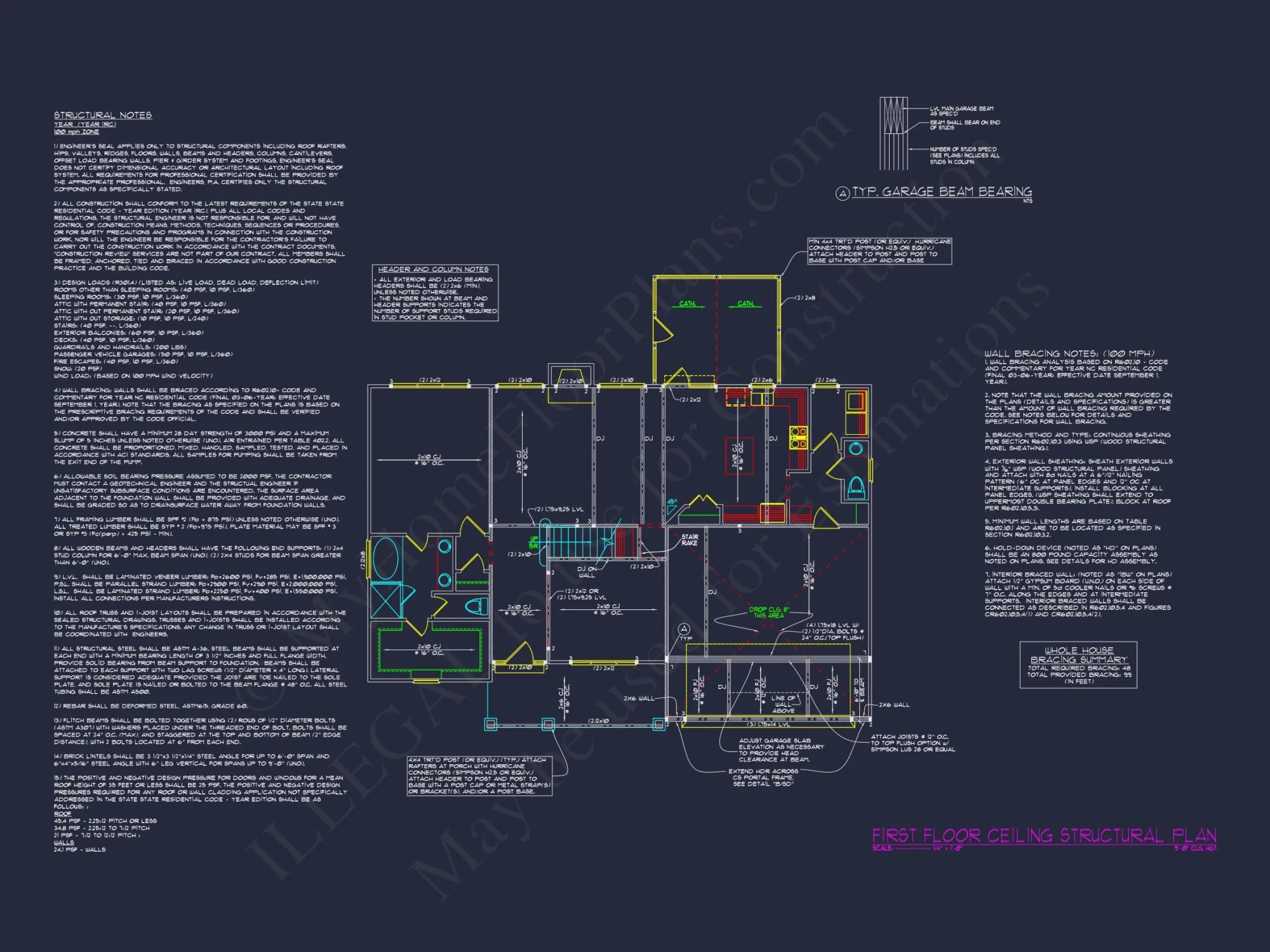 Craftsman house Floor Plan with 4 Bedrooms & 2-Car Garage