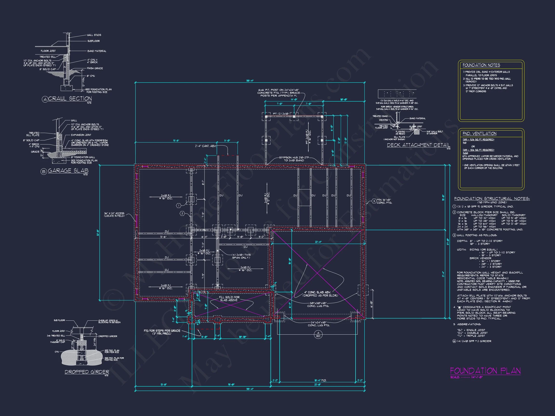 Craftsman house Floor Plan with 4 Bedrooms & 2-Car Garage