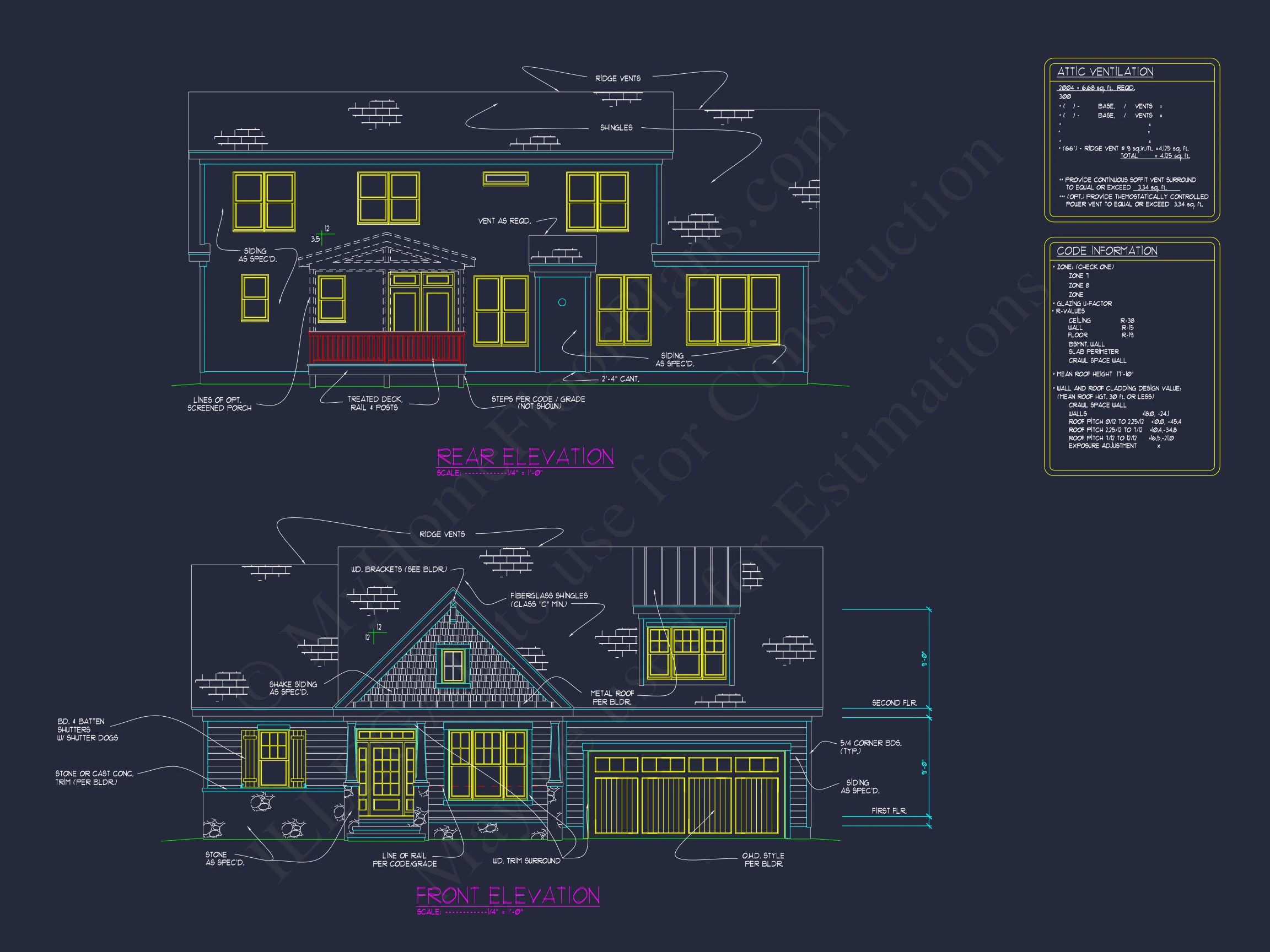 Craftsman house Floor Plan with 4 Bedrooms & 2-Car Garage
