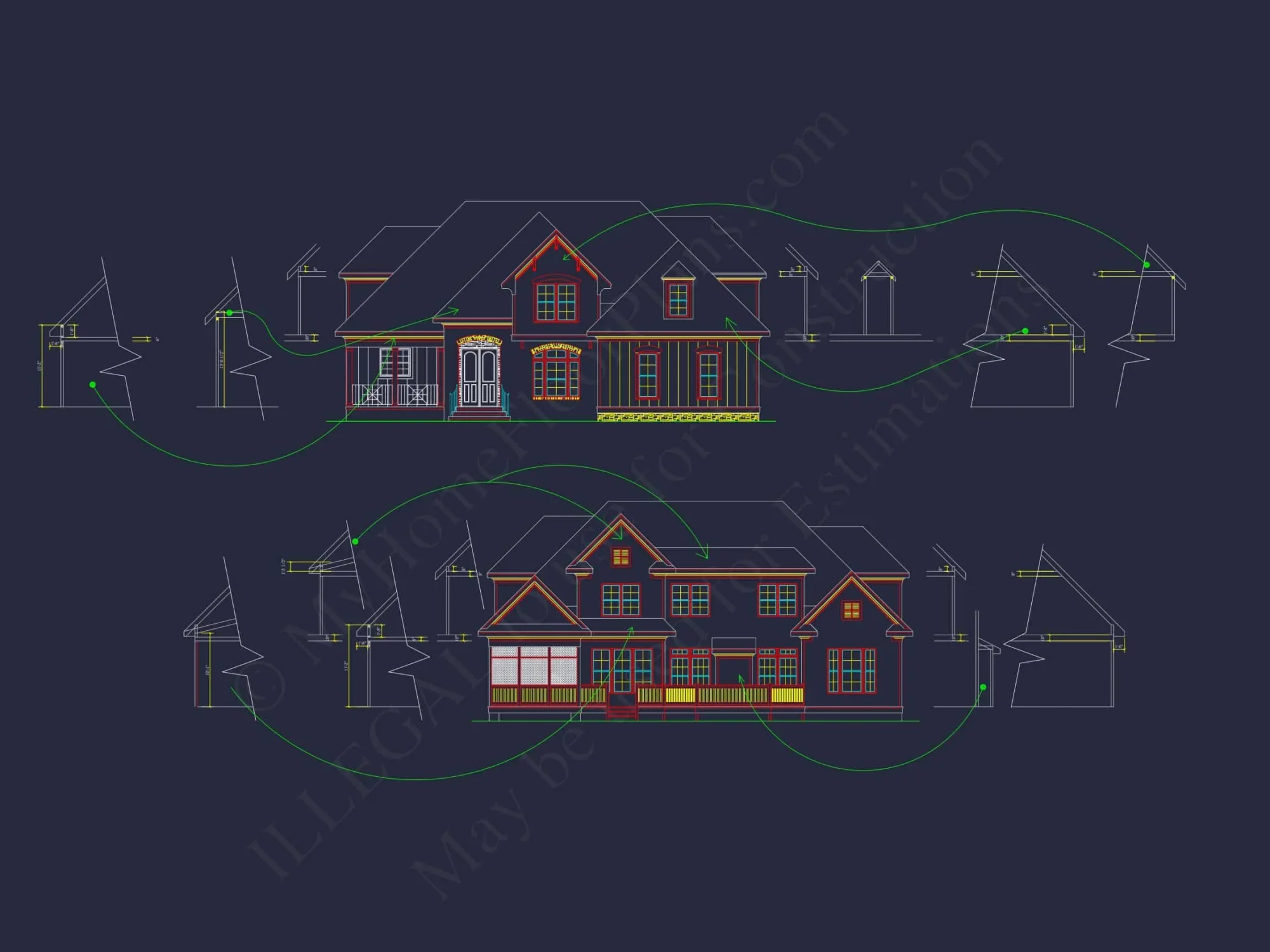 Elegant Traditional house Floor Plan with CAD Blueprints